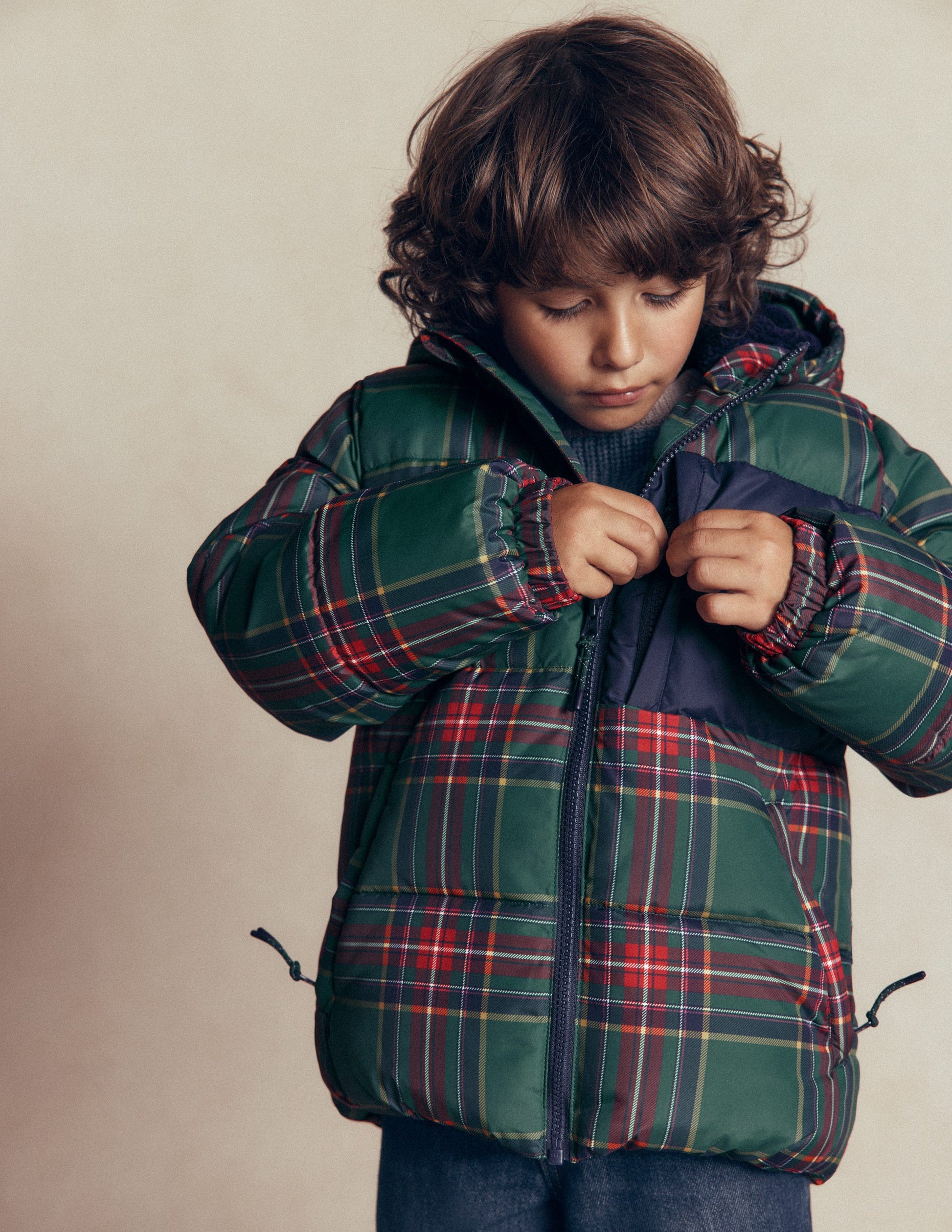 Fun Padded Coat-Green Check-5