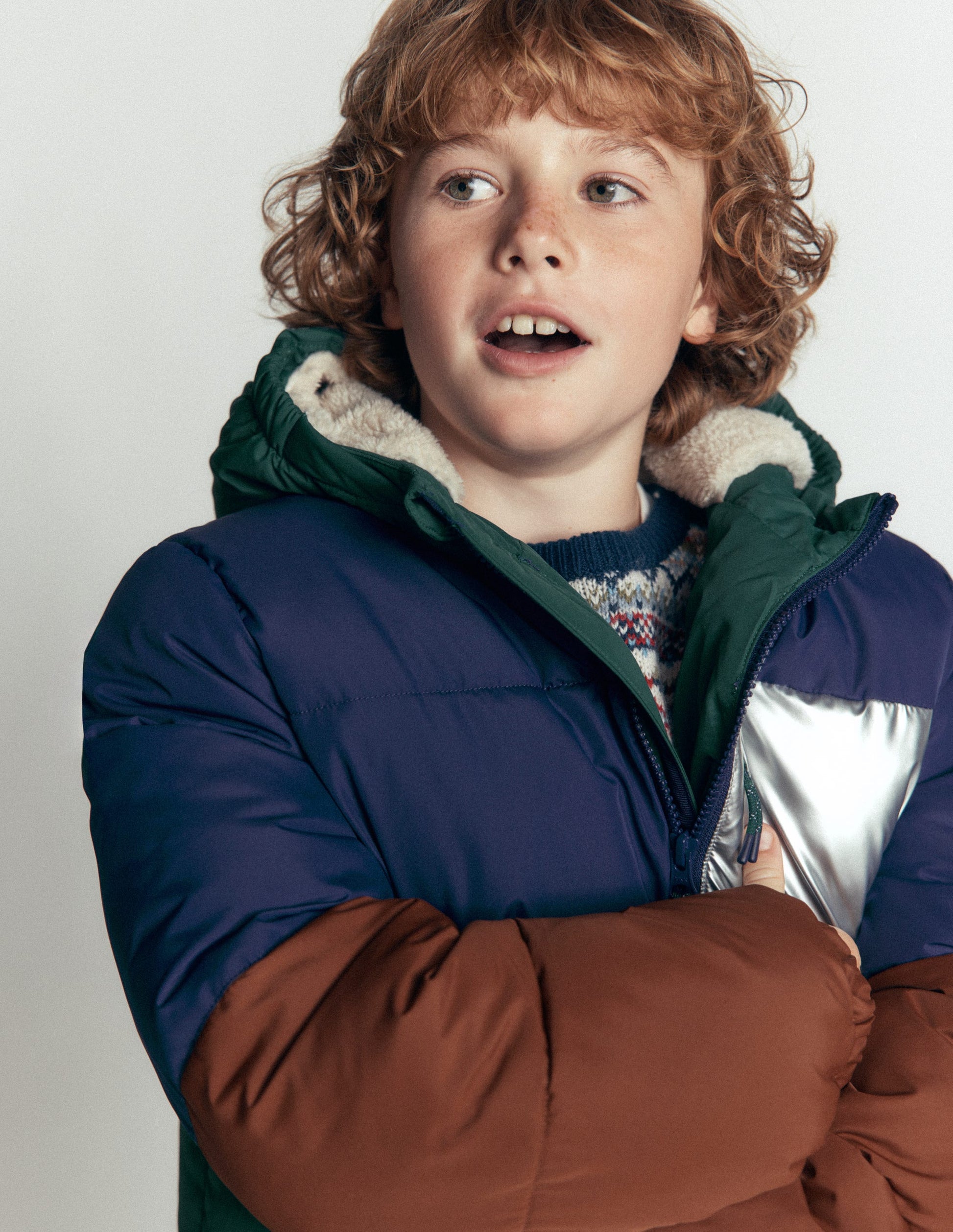 Fun Padded Coat-Sea Moss/ Tortoise Shell-2