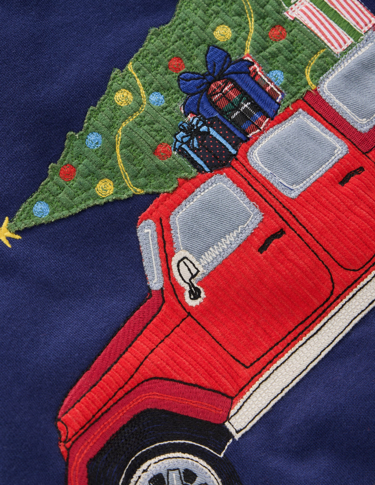 Applique sweatshirt-College Navy, Christmas Car-3