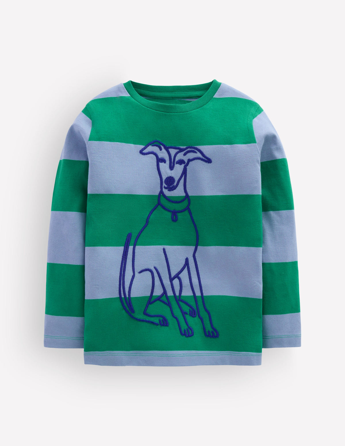 Striped Stitch Detail T-Shirt-Dog-1