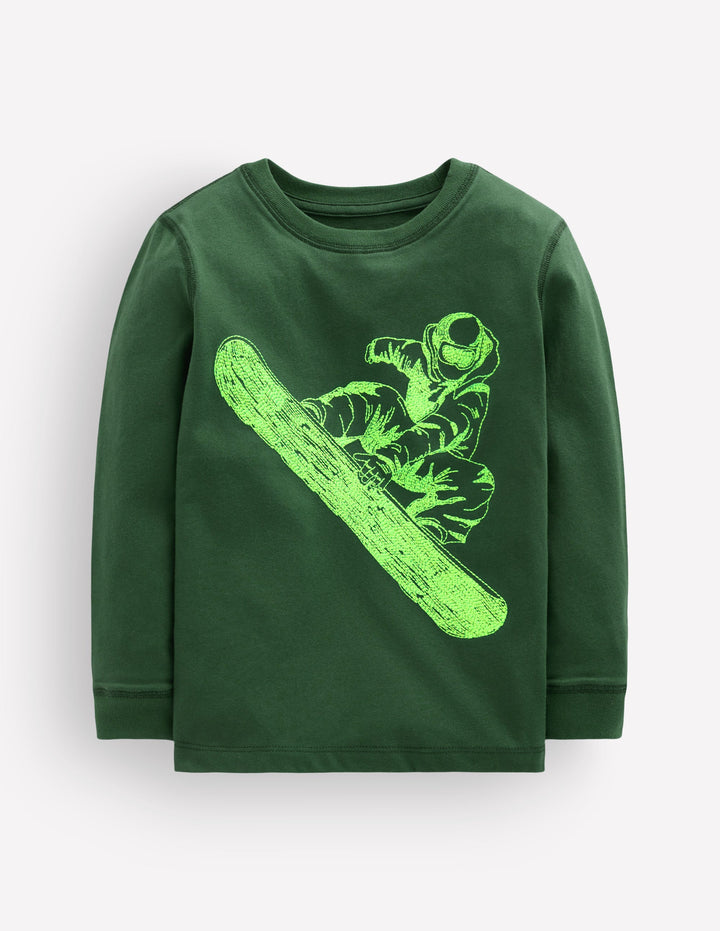 Neon Superstitch T-shirt-Hunter Green Snowboard