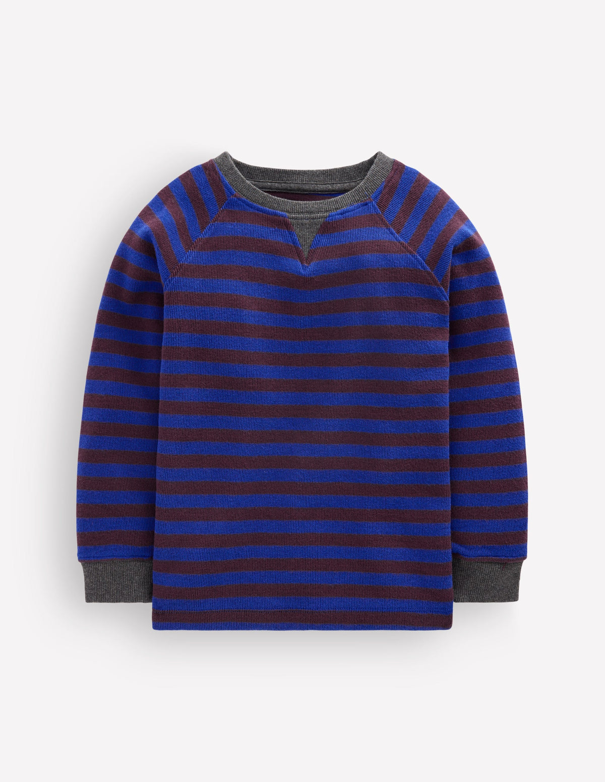 Cosy Textured Stripe T-shirt-Bright Blue / Chocolate Brown - Image 1