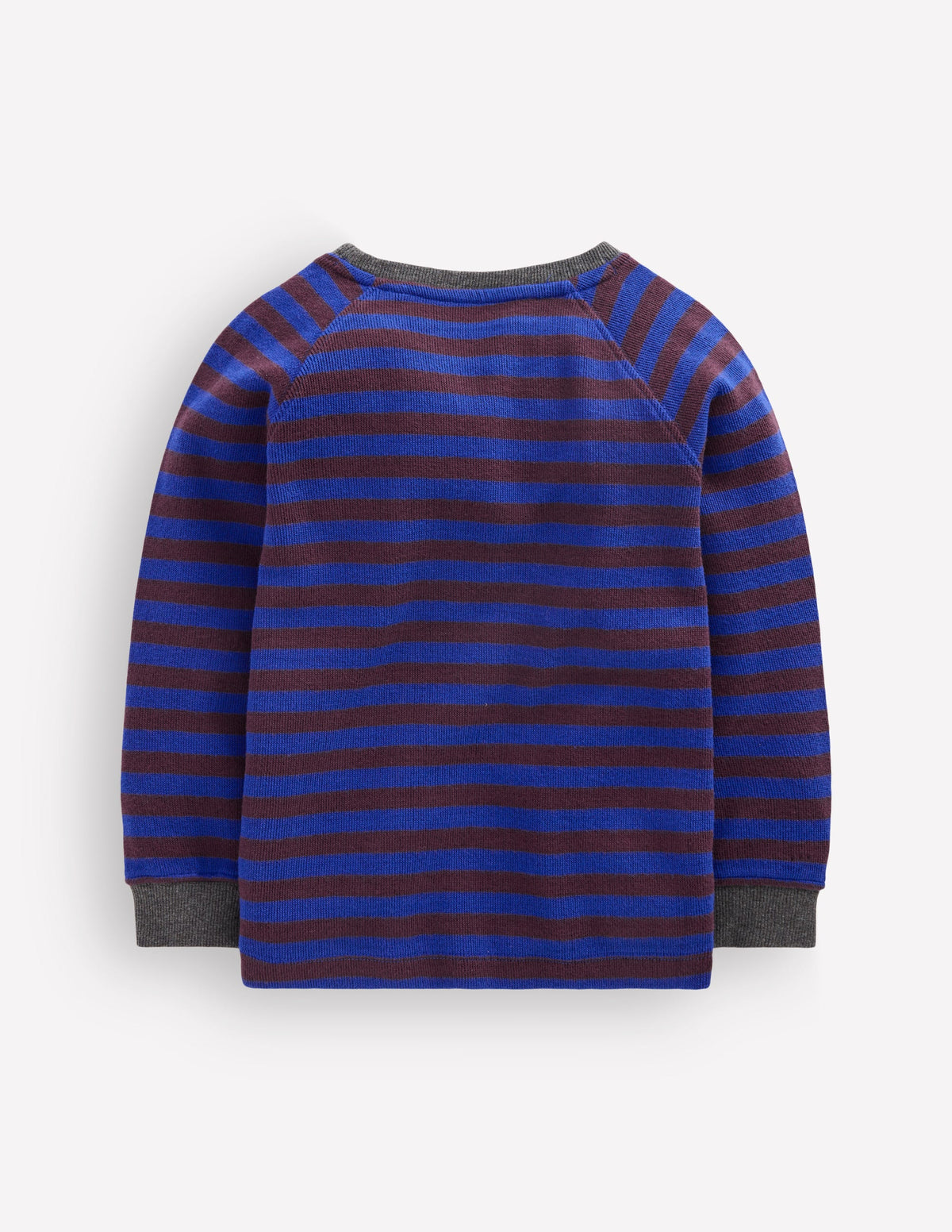 Cosy Textured Stripe T-shirt-Bright Blue / Chocolate Brown - Image 2