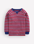 Cosy Textured Stripe T-shirt-French Denim / Gemstone Red