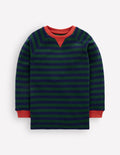 Cosy Textured Stripe T-shirt-Forest Green / College Navy
