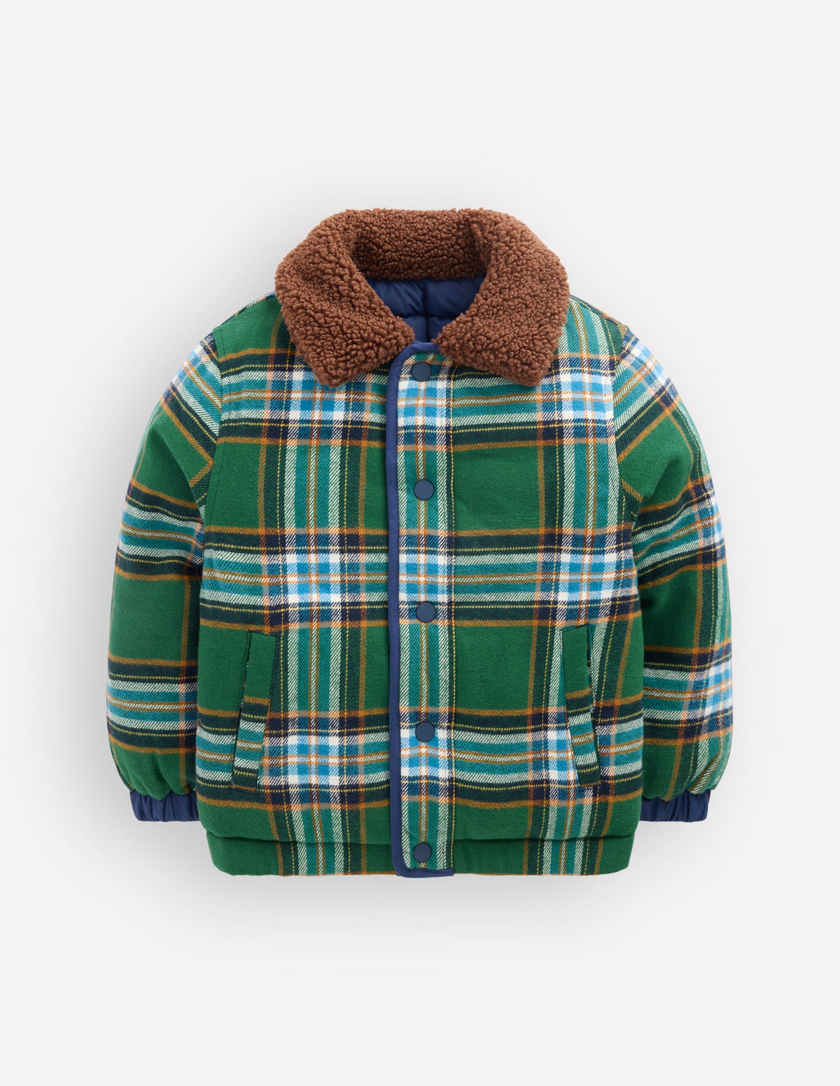 Reversible Quilted Jacket-Green Check & Brunswick Green-1
