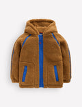 Cosy Borg Hooded Jacket-BROWN BORG
