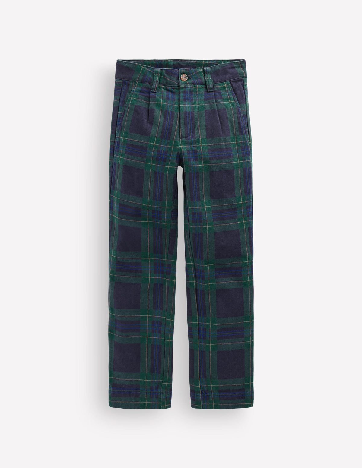 Check Smart Trousers-Navy, Green and Blue - Image 1