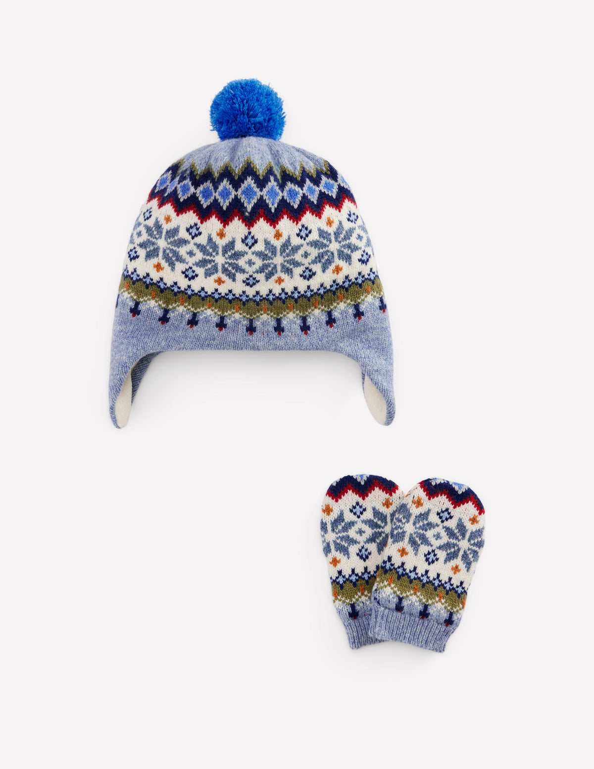 Baby Fair Isle Knitted Set-Blue Marl Snowflake - Image 1