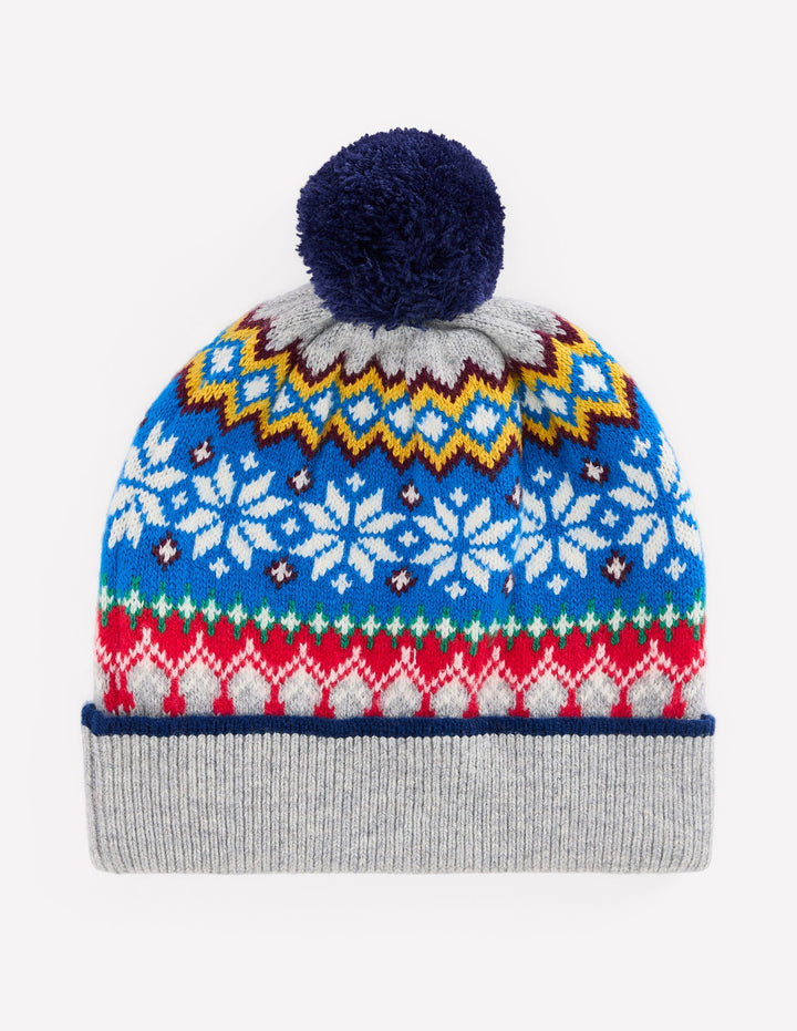 Fair Isle Beanie-Grey Marl Snowflake