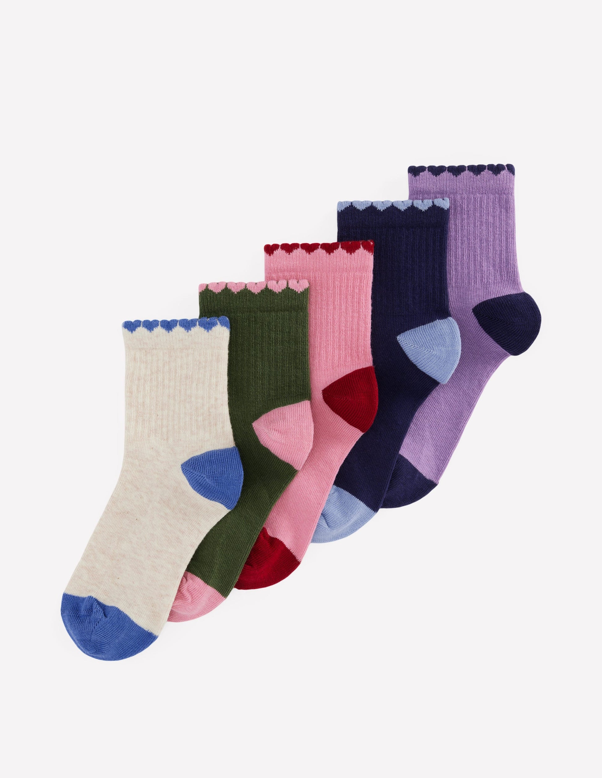 Girls Fun Trim Socks 5 Pack-Fun Shaped Trims-1