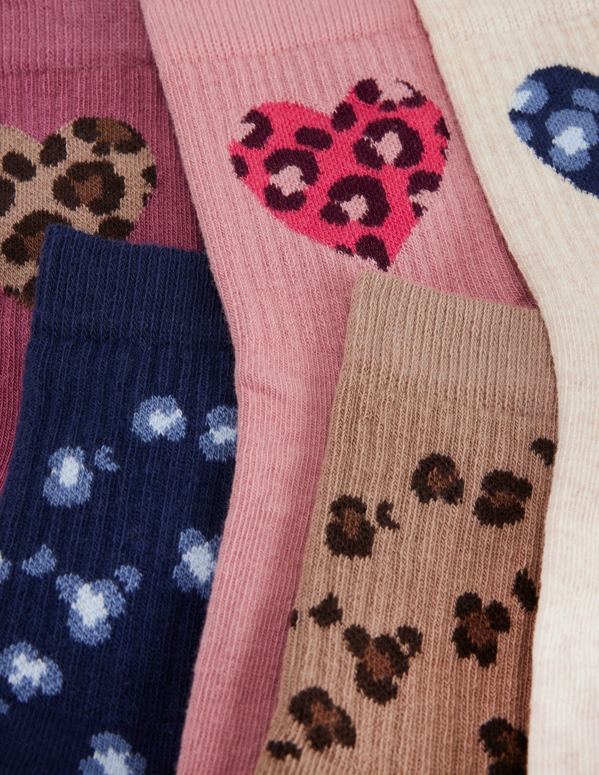 Girls 5-Pack Socks-Leopard-2