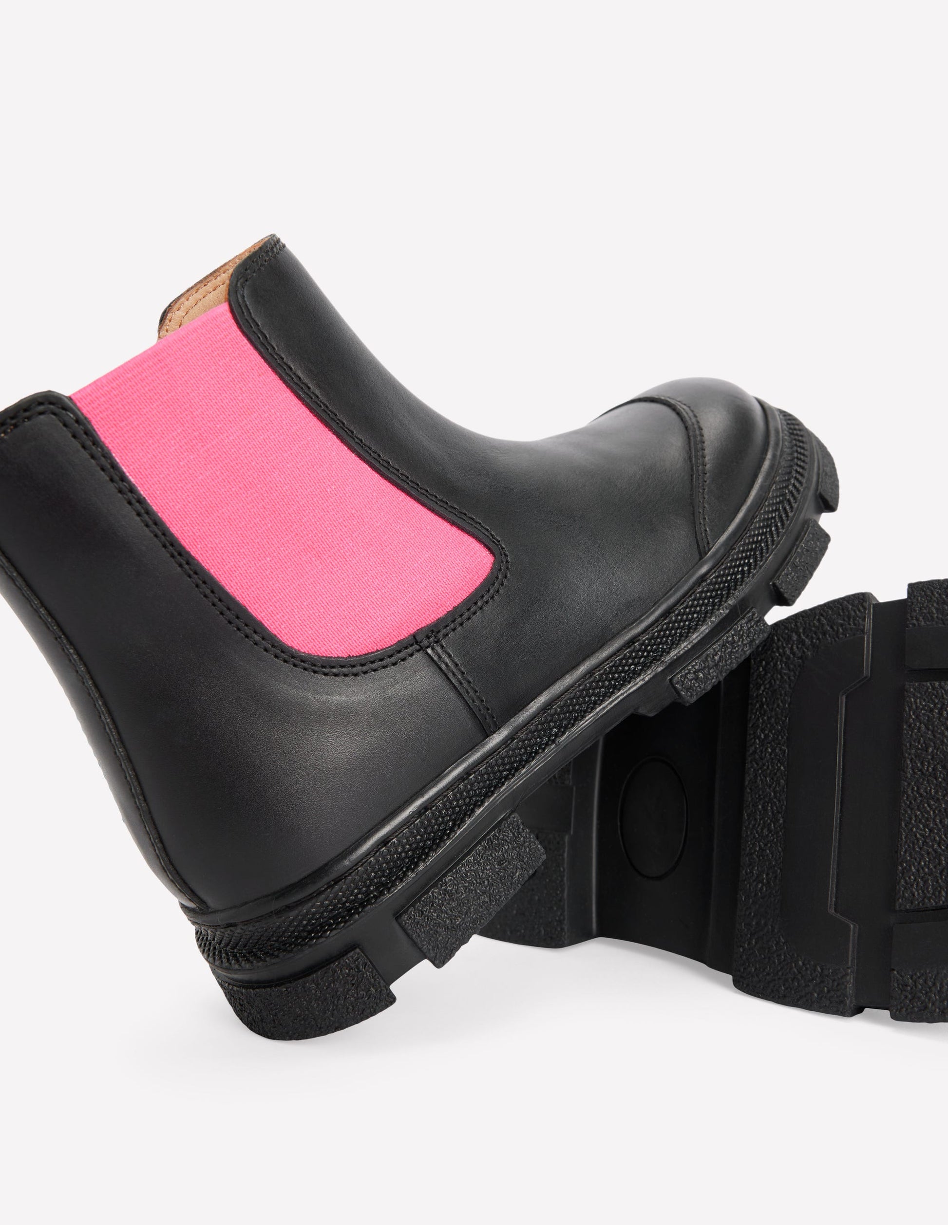 Chunky Chelsea Boots-Black and Festival Pink-3
