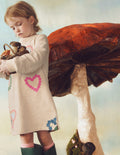 Ida Sweatshirt Appliqué Dress-Oatmeal Butterlies