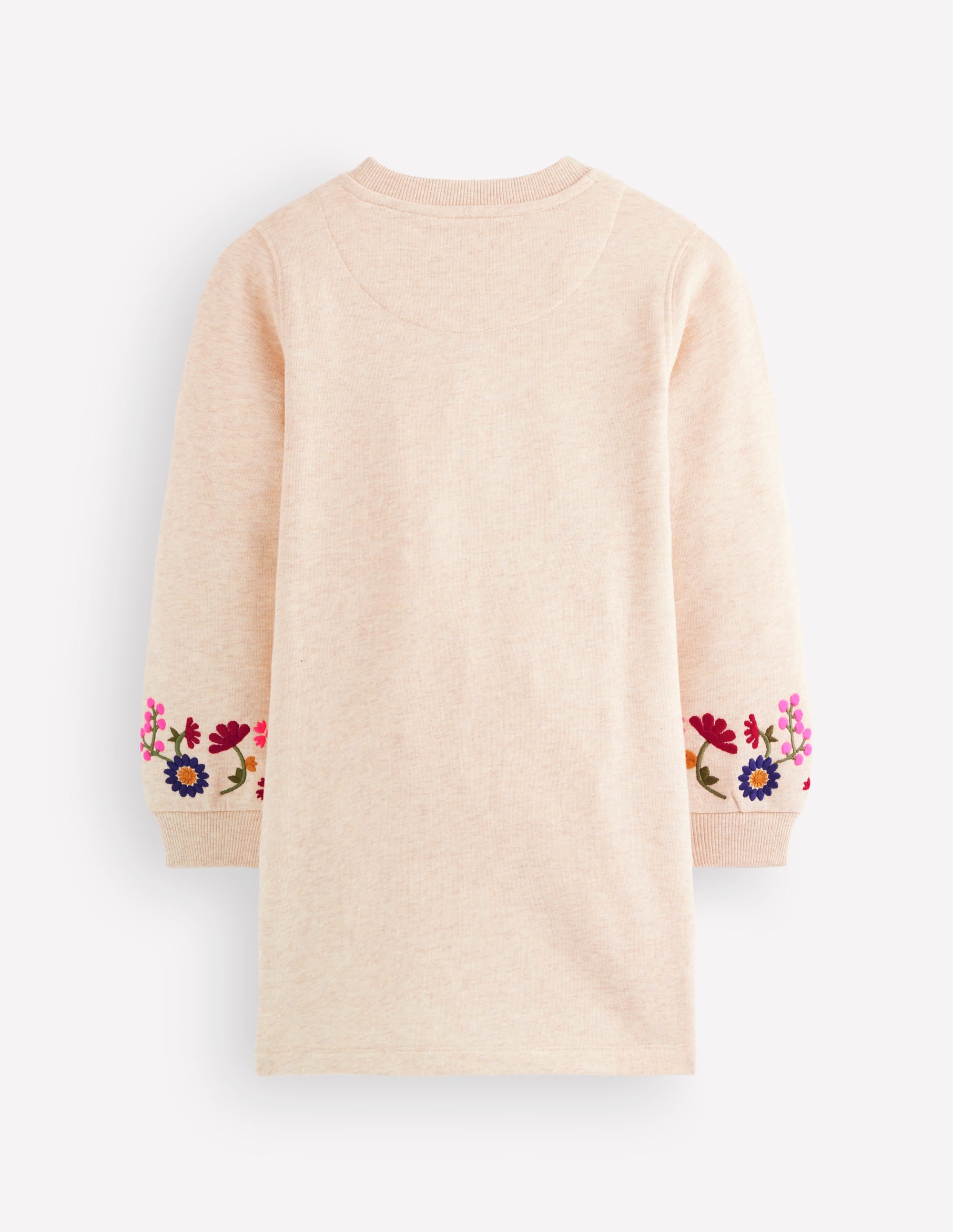 Ida Sweatshirt Appliqué Dress-Oatmeal Floral Embroidery - Image 2