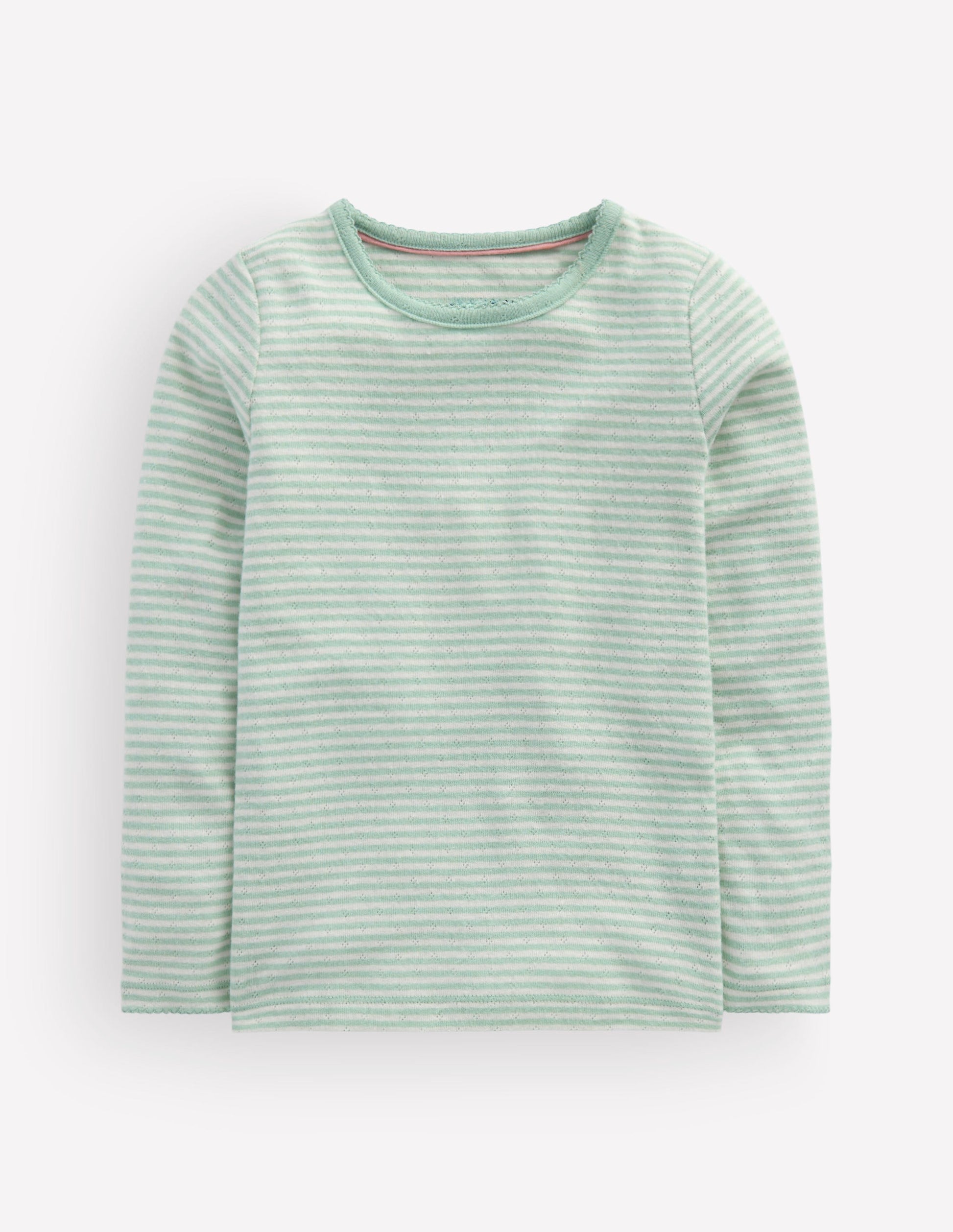 Long Sleeve Pointelle Top-Misty Blue Stripe-1