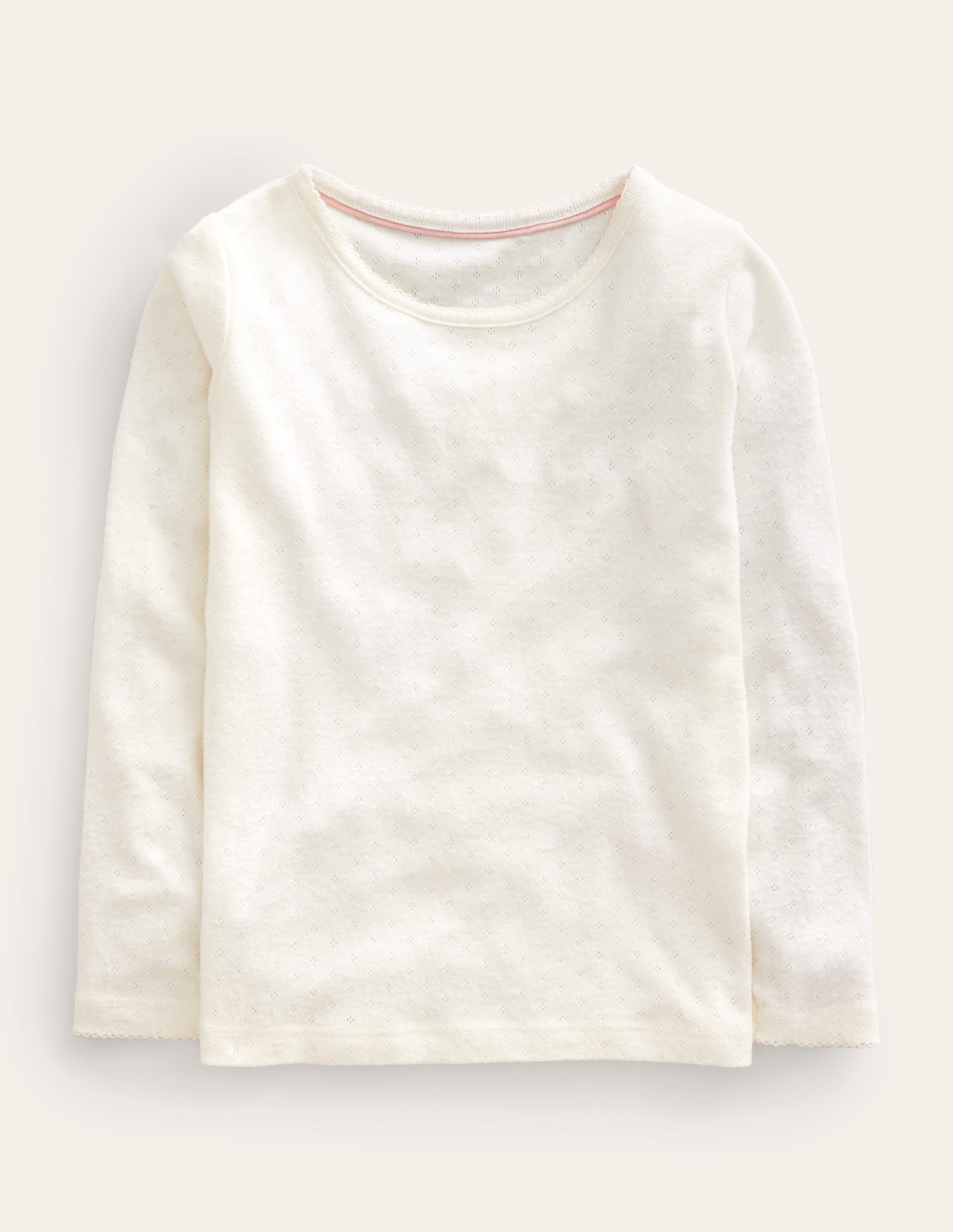 Long Sleeve Pointelle Top-Soft Ivory - Image 1