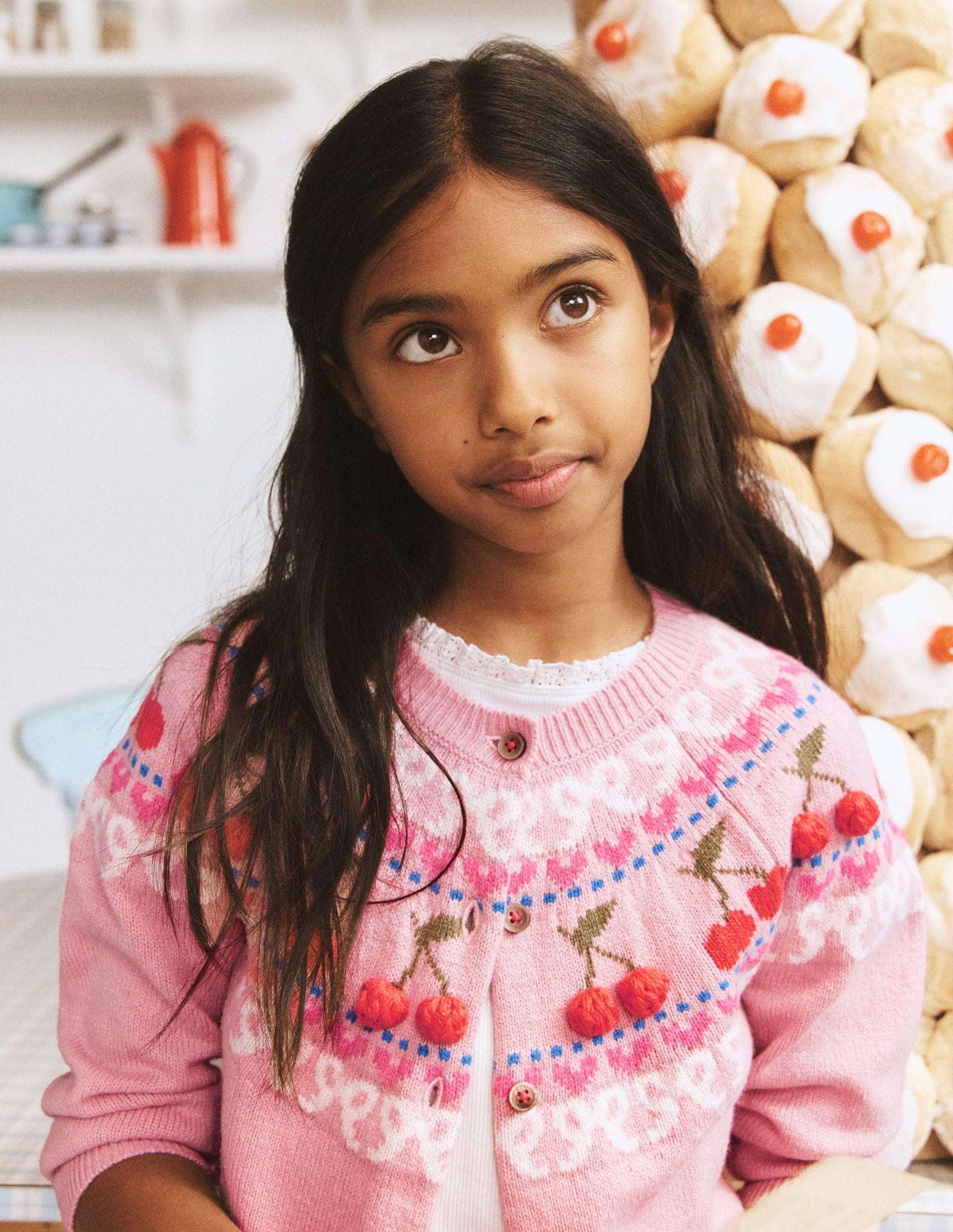 Edie Fair Isle Cardigan-Vintage Pink Marl Cherries-1