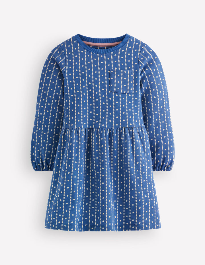 Minna Sweatshirt Dress-Blue Heart Stripe