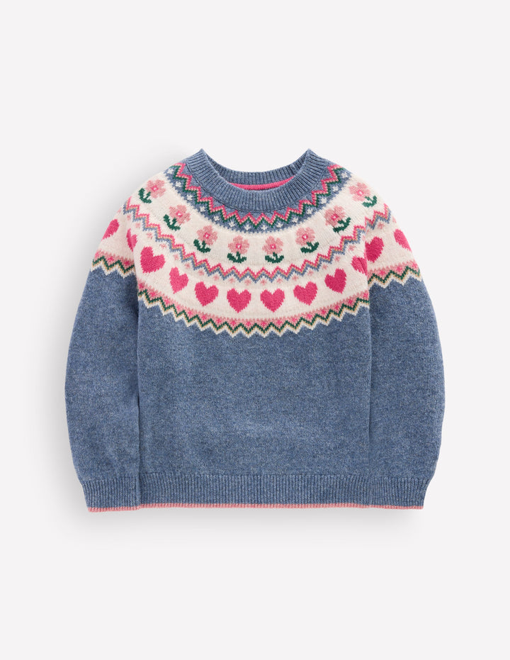 Eleanor Fair Isle Jumper-Bluejay Marl