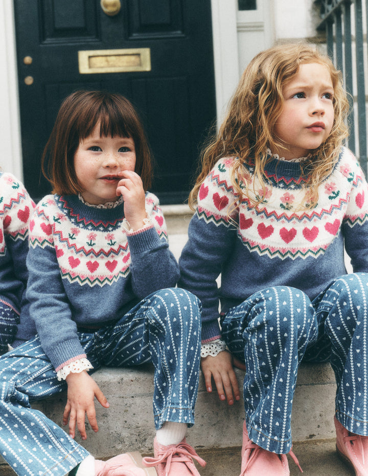 Eleanor Fair Isle Jumper-Bluejay Marl