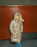 Longline Padded Coat-Gold Metallic