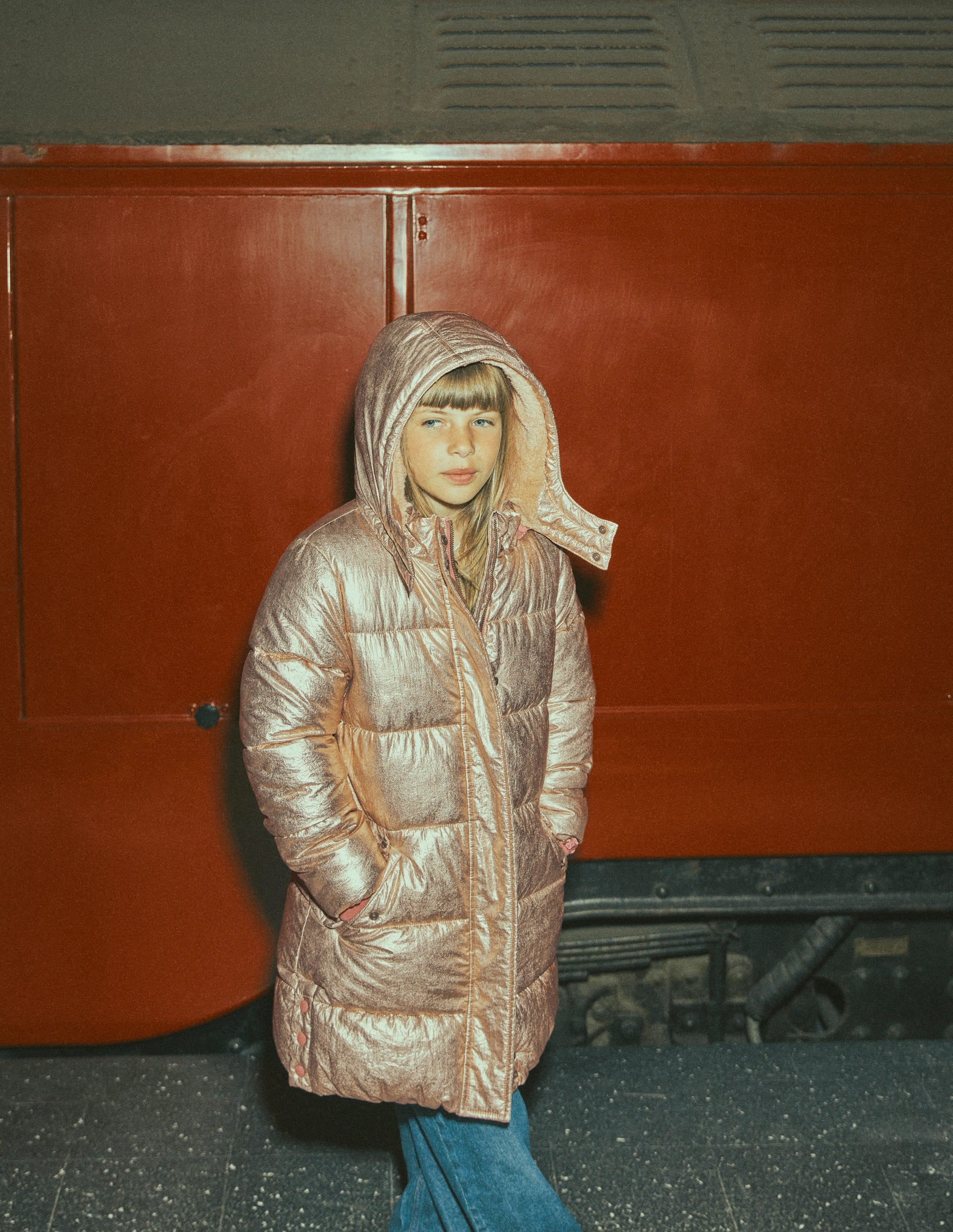 Longline Padded Coat-Gold Metallic - Image 1