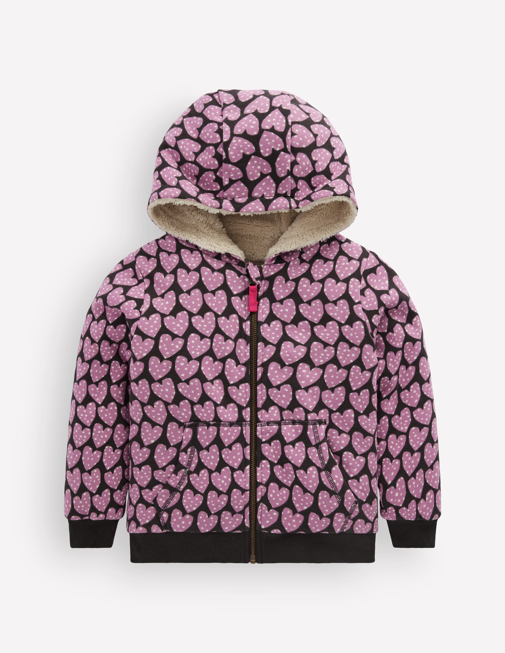 Reversible Borg Hoodie-Purple Hearts - Image 1