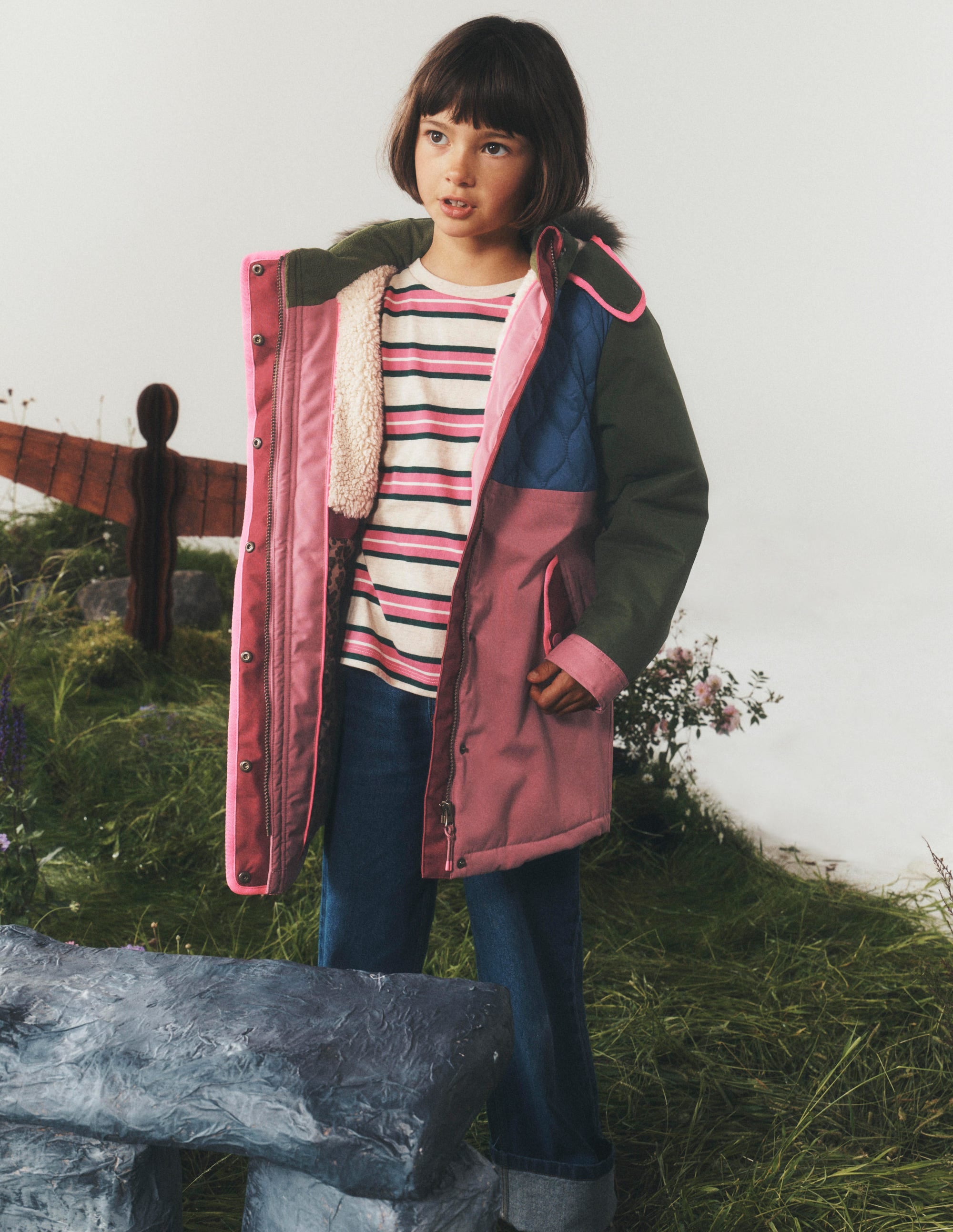 Joni Quilted Parka Coat-Multi Colourblock - Image 1