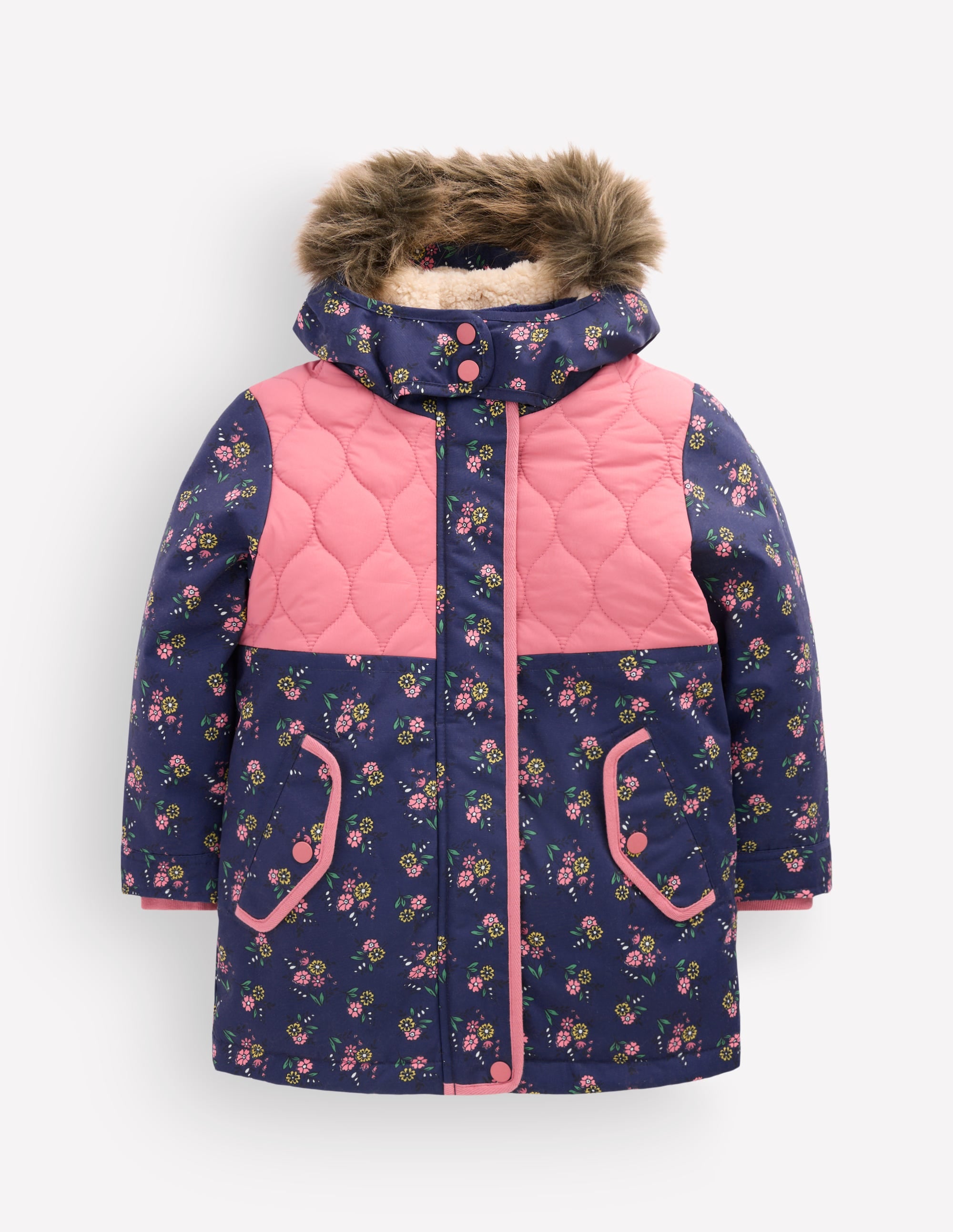 Joni Quilted Parka Coat-Navy Floral - Image 6