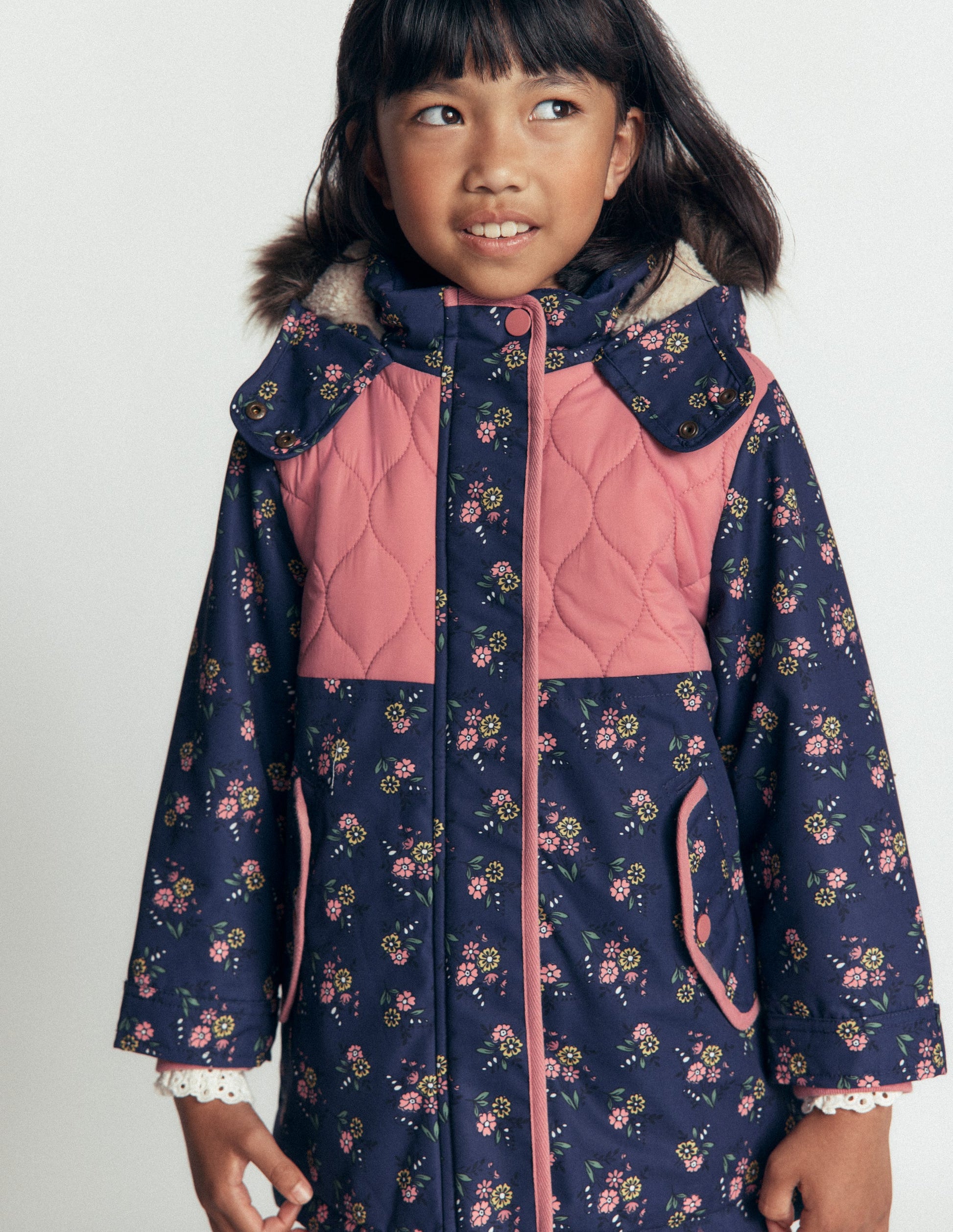 Joni Quilted Parka Coat-Navy Floral-2