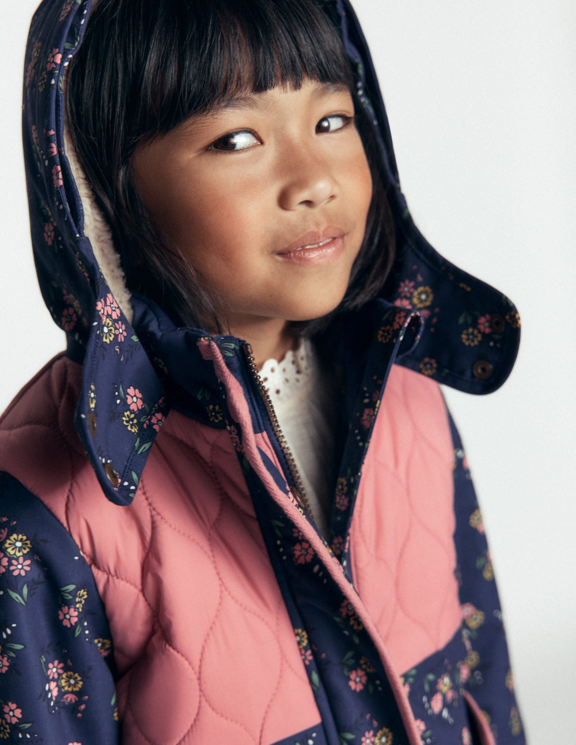 Joni Quilted Parka Coat-Navy Floral - Image 3