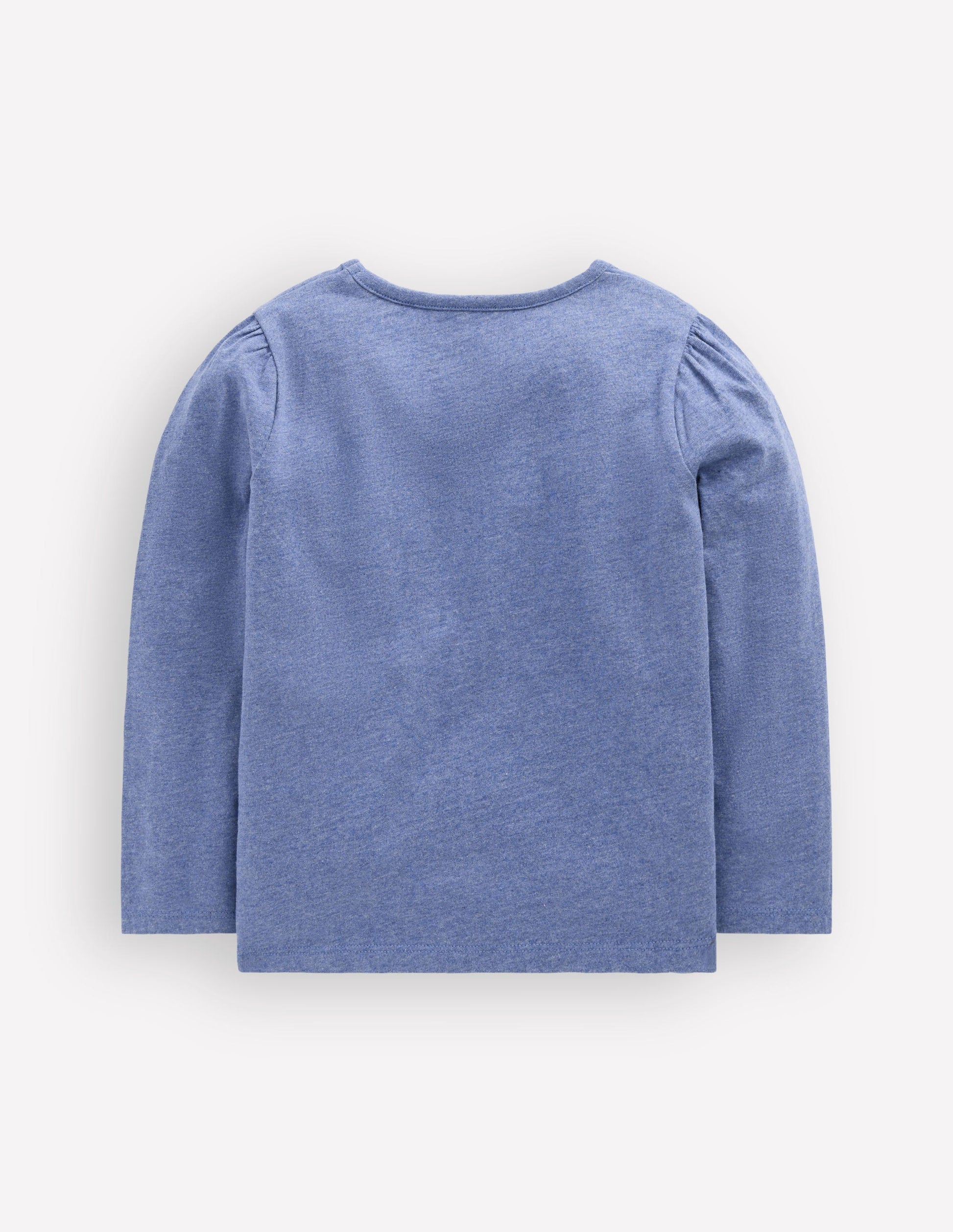 Puff Sleeve Appliqué  T-shirt-Blue Marl Patchwork Heart-2