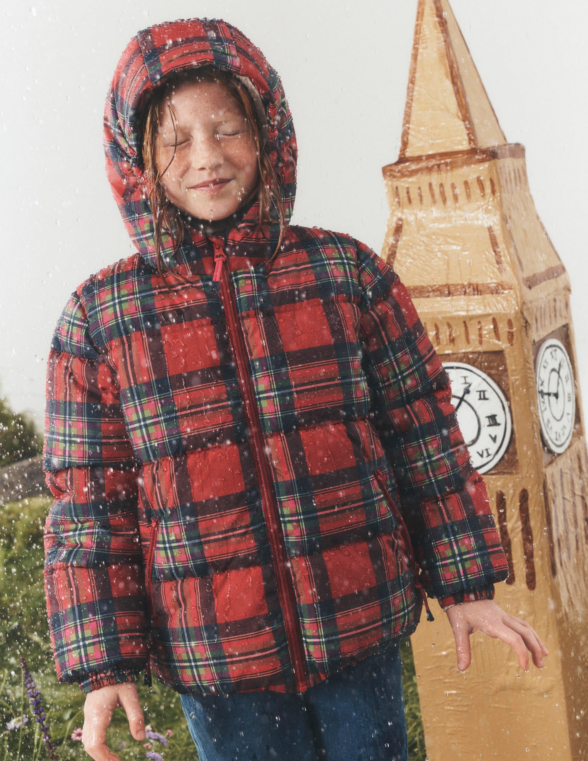 Fun Padded Coat-Red Check - Image 1