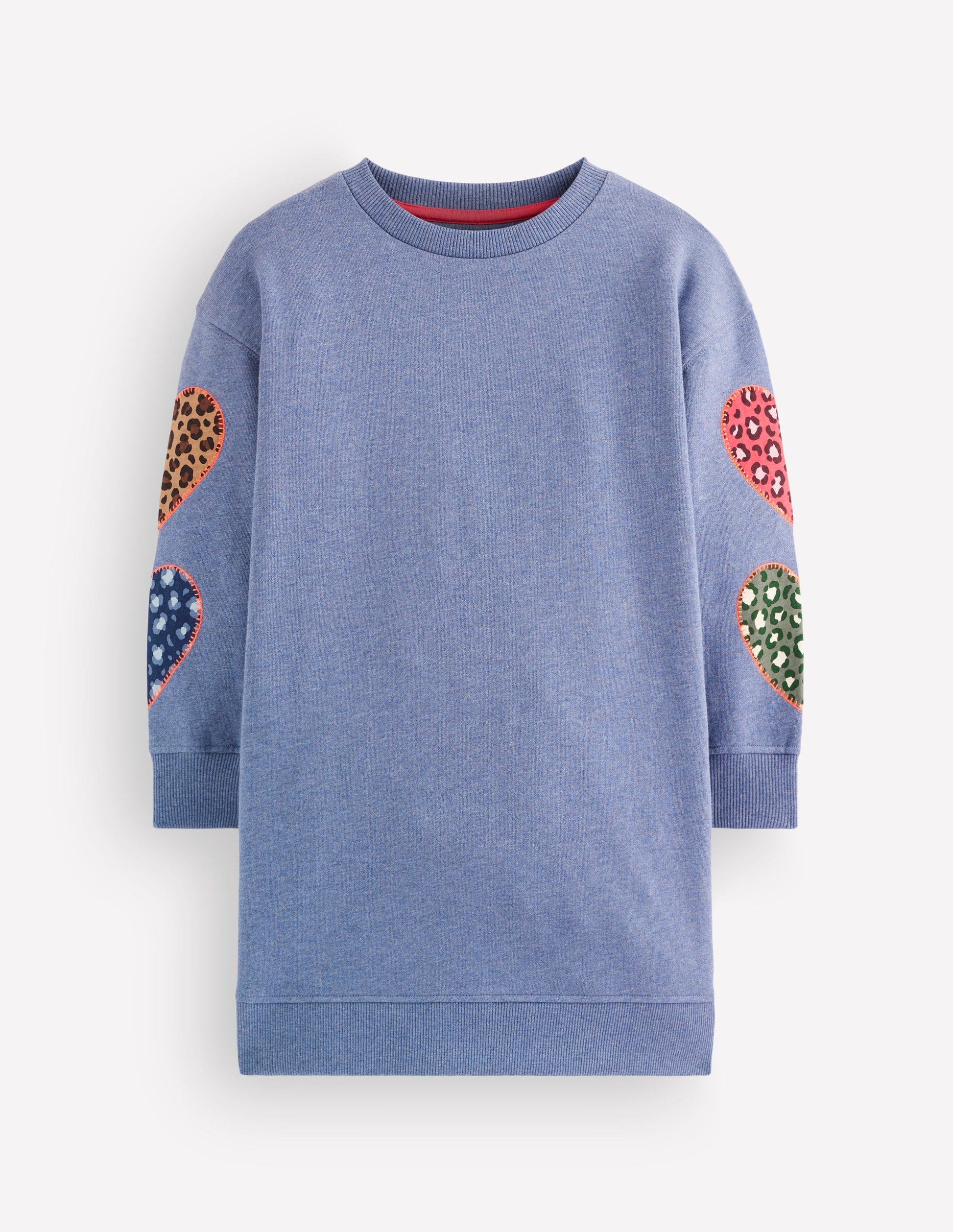 Ami Relaxed Sweatshirt Dress-Blue Heart Embroidery-1