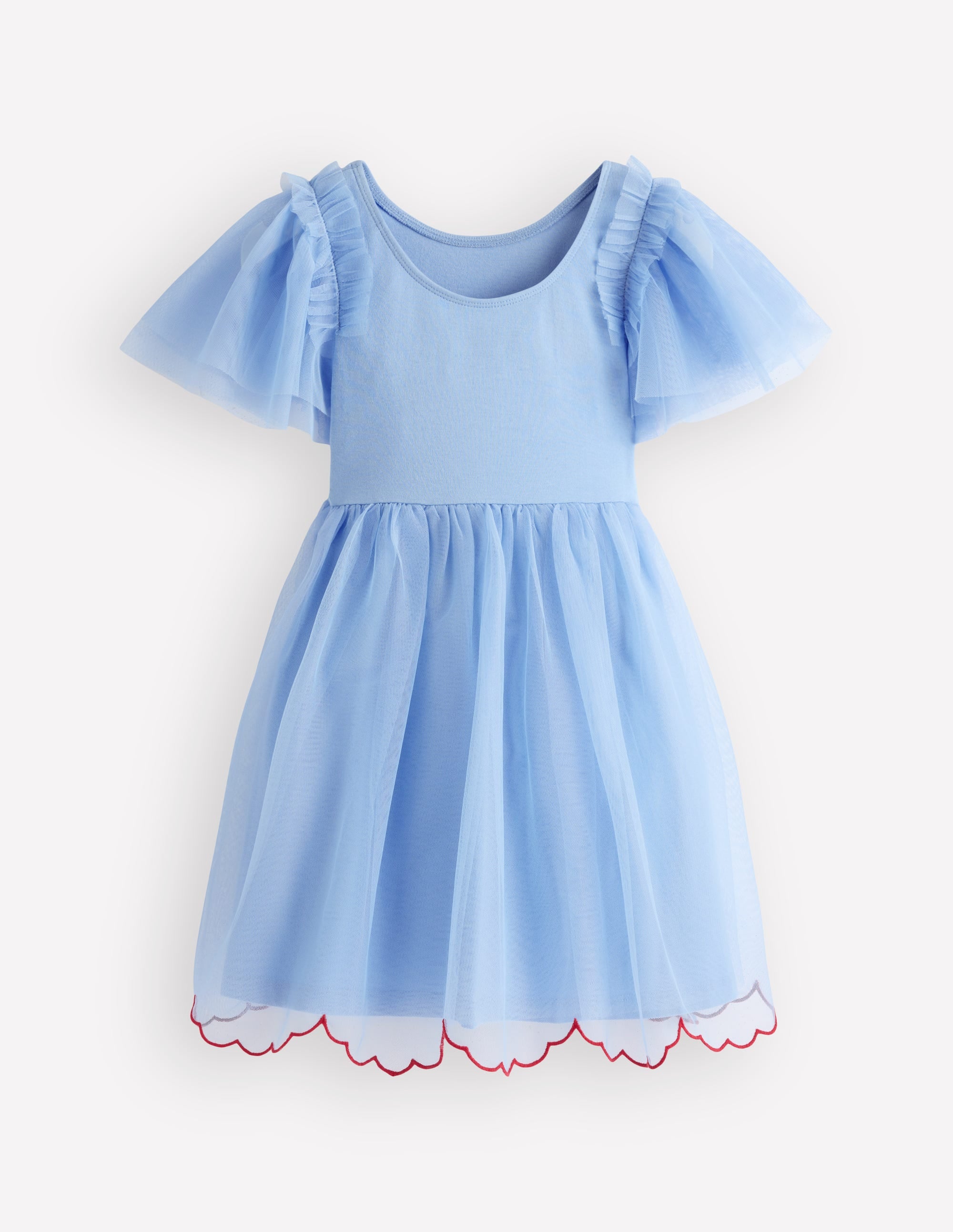 Short Sleeve Logo Tulle Dress-Blue Hearts - Image 3