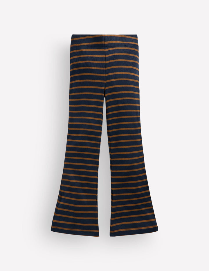 Ribbed Flared Leggings-Navy Stripe