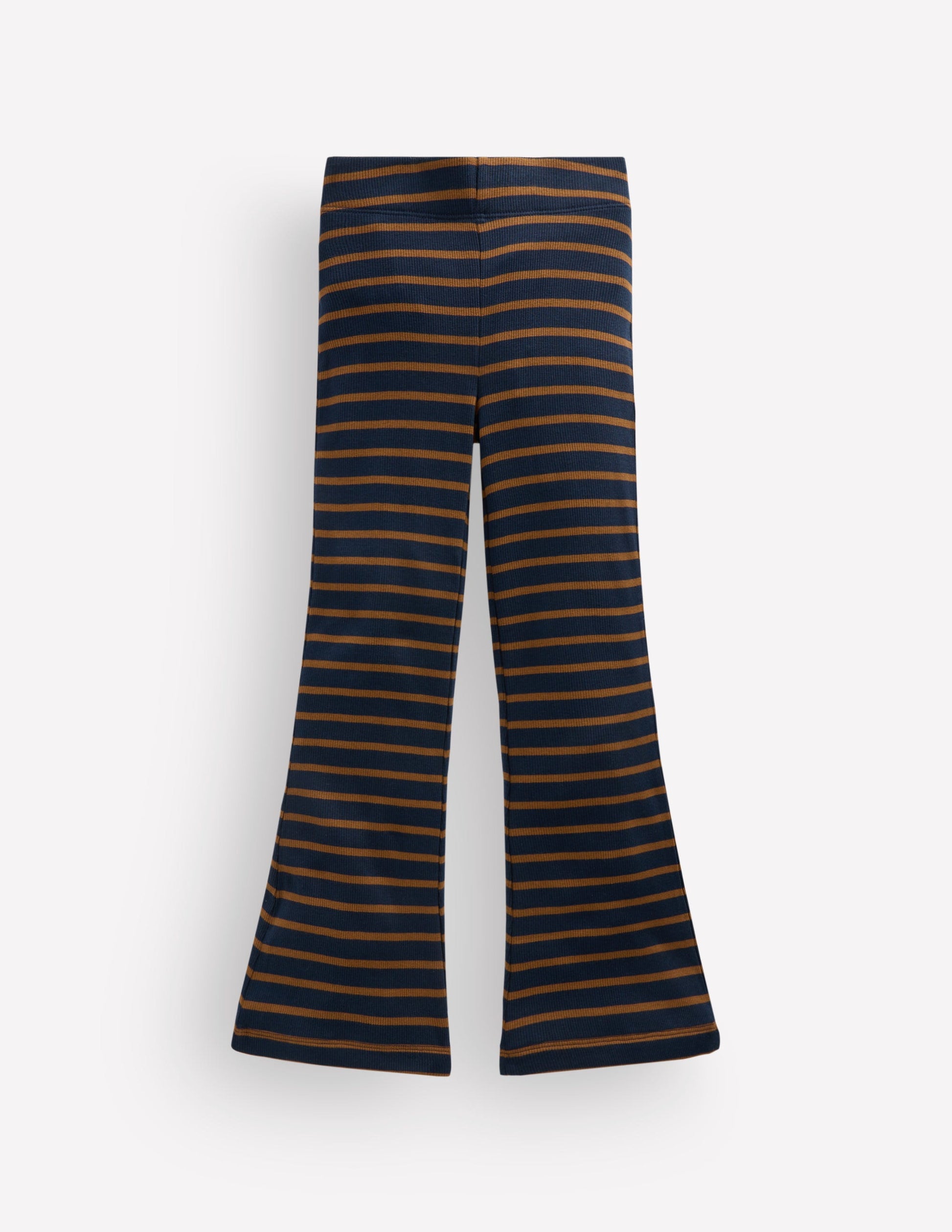 Ribbed Flared Leggings-Navy Stripe-2