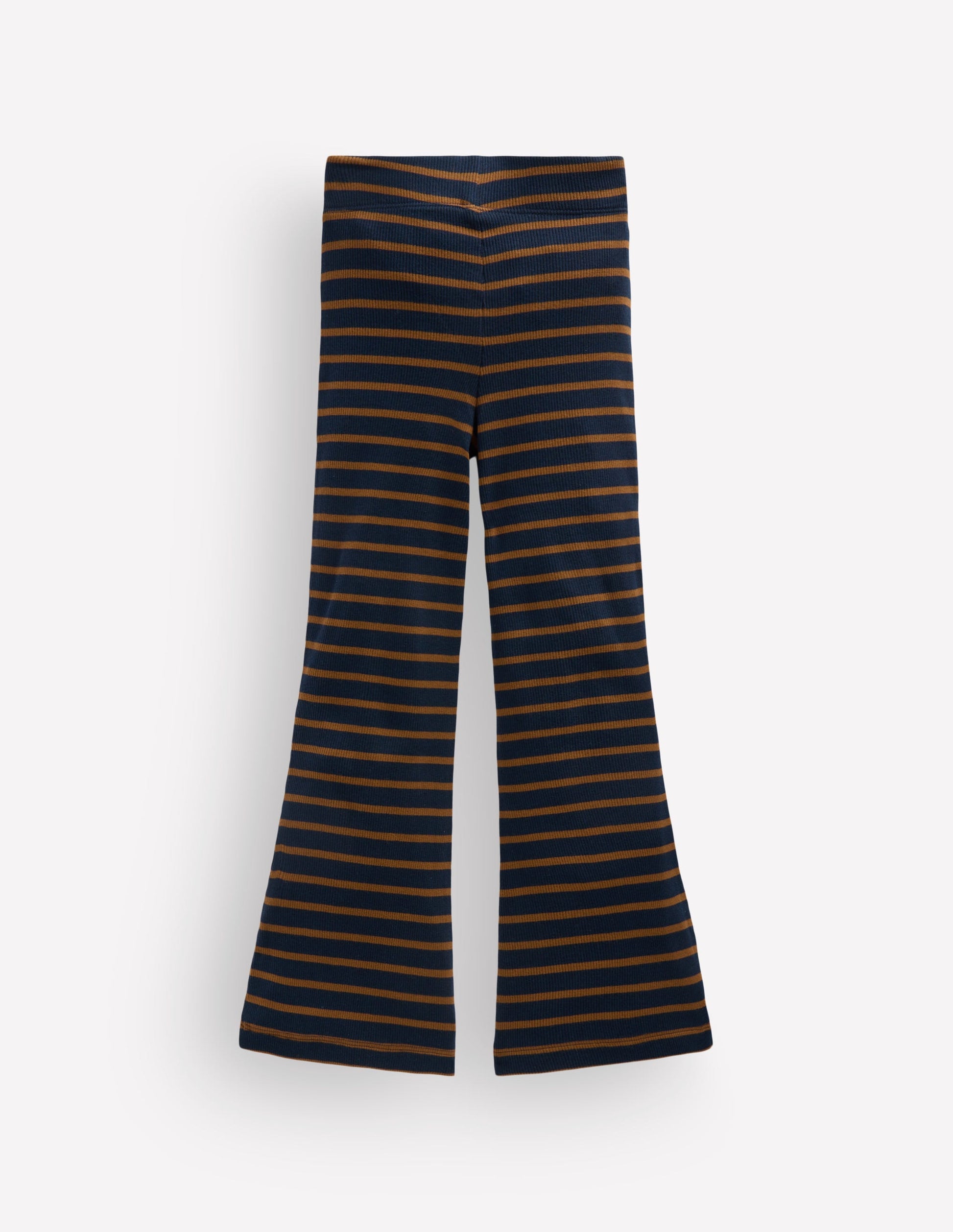 Ribbed Flared Leggings-Navy Stripe-3