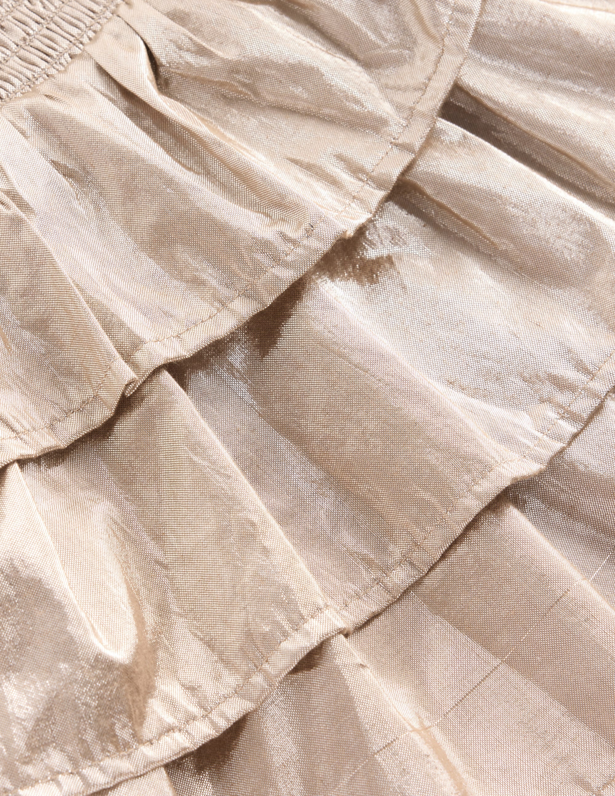 Smocked Waist Ruffle Skirt-Gold Metallic - Image 4