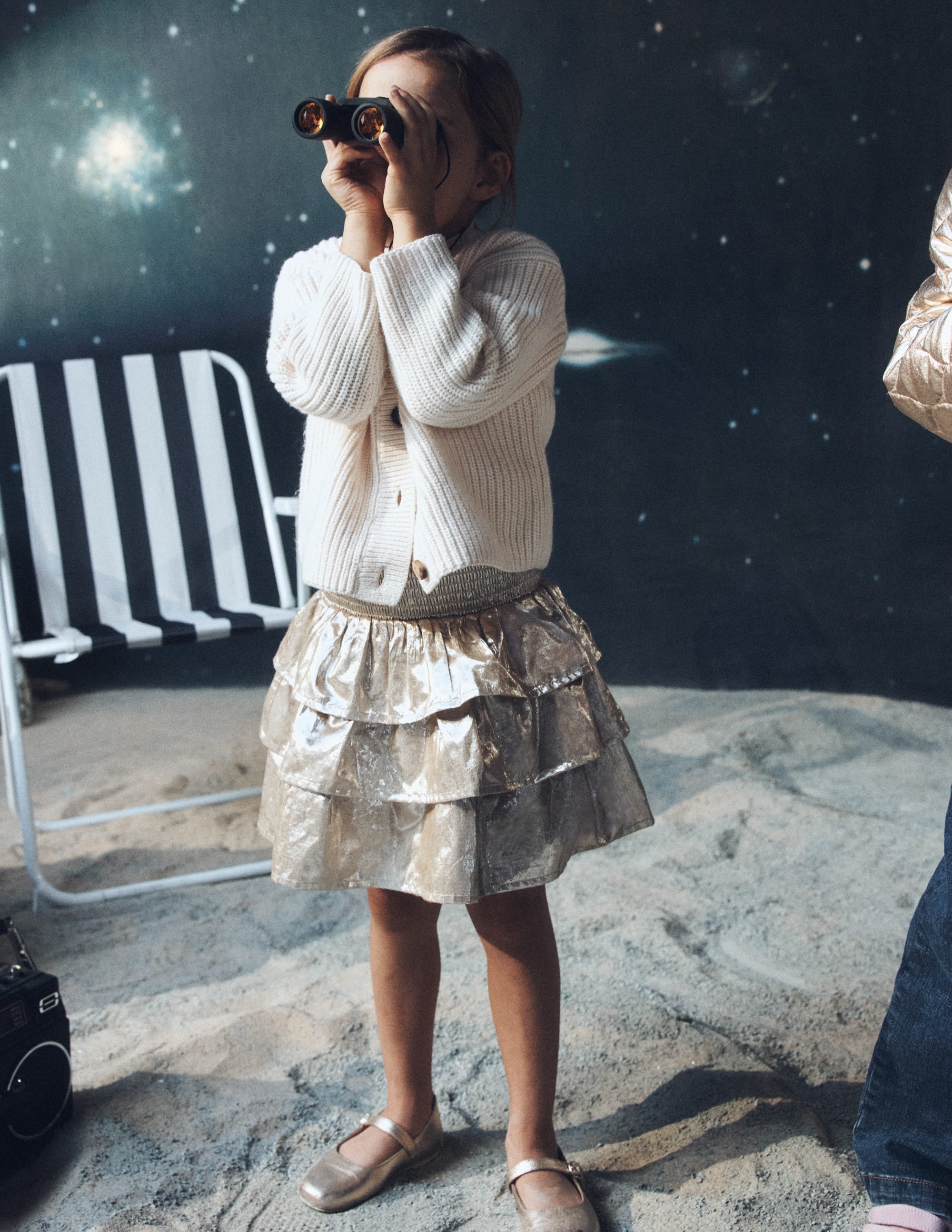 Smocked Waist Ruffle Skirt-Gold Metallic - Image 4