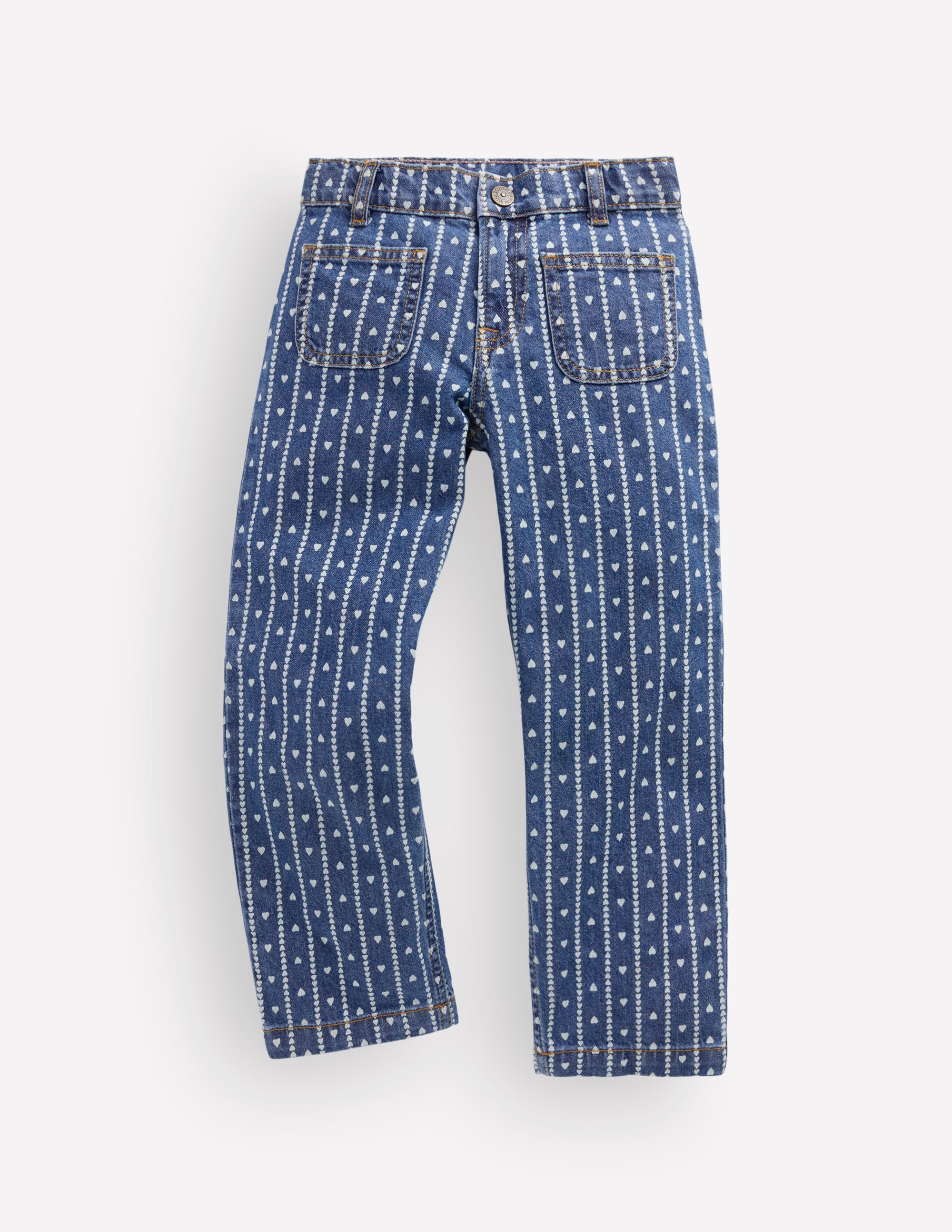 Patch Pocket Straight Jeans-Hearts - Image 2