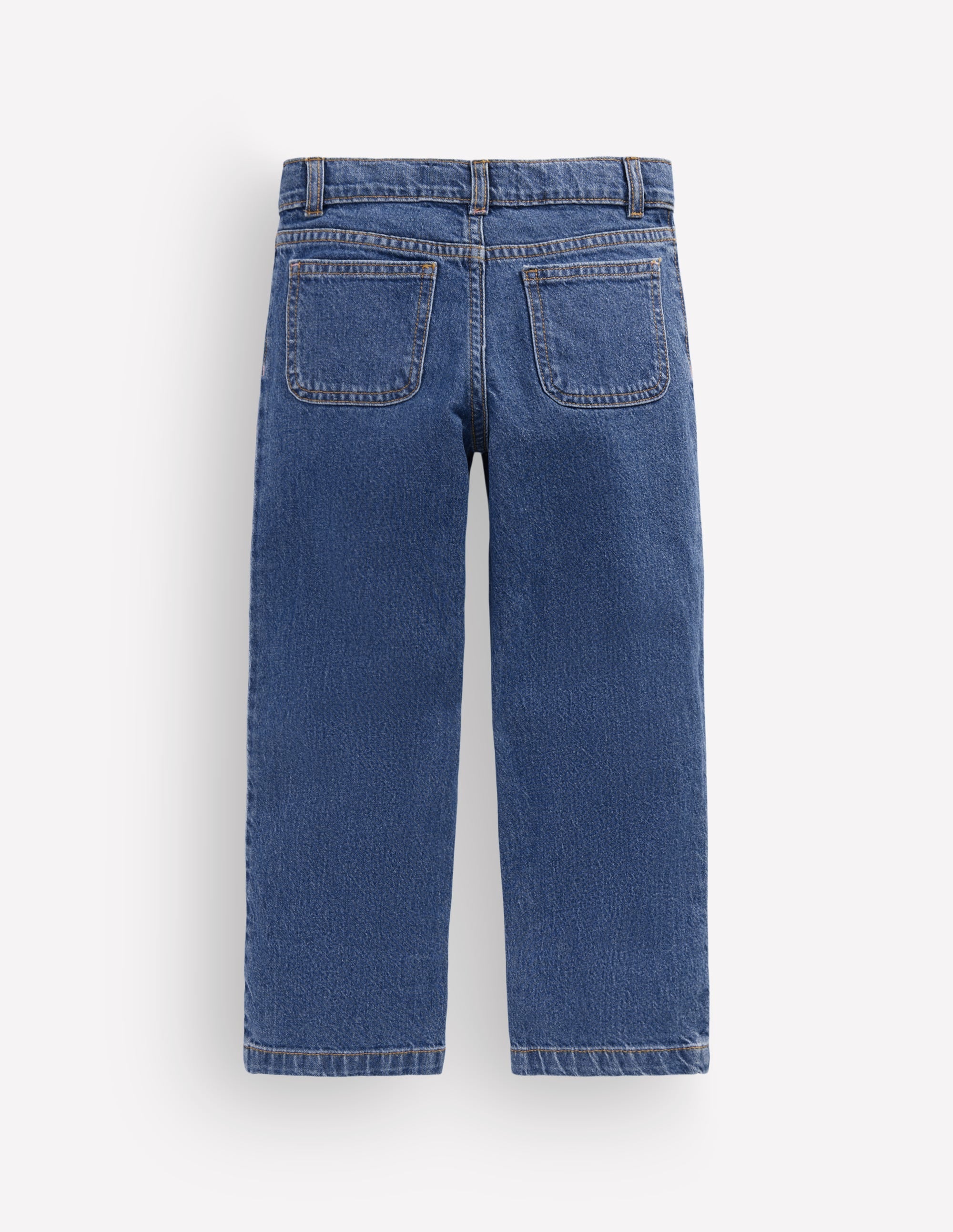 Patch Pocket Straight Jeans-Denim Embroidery - Image 2
