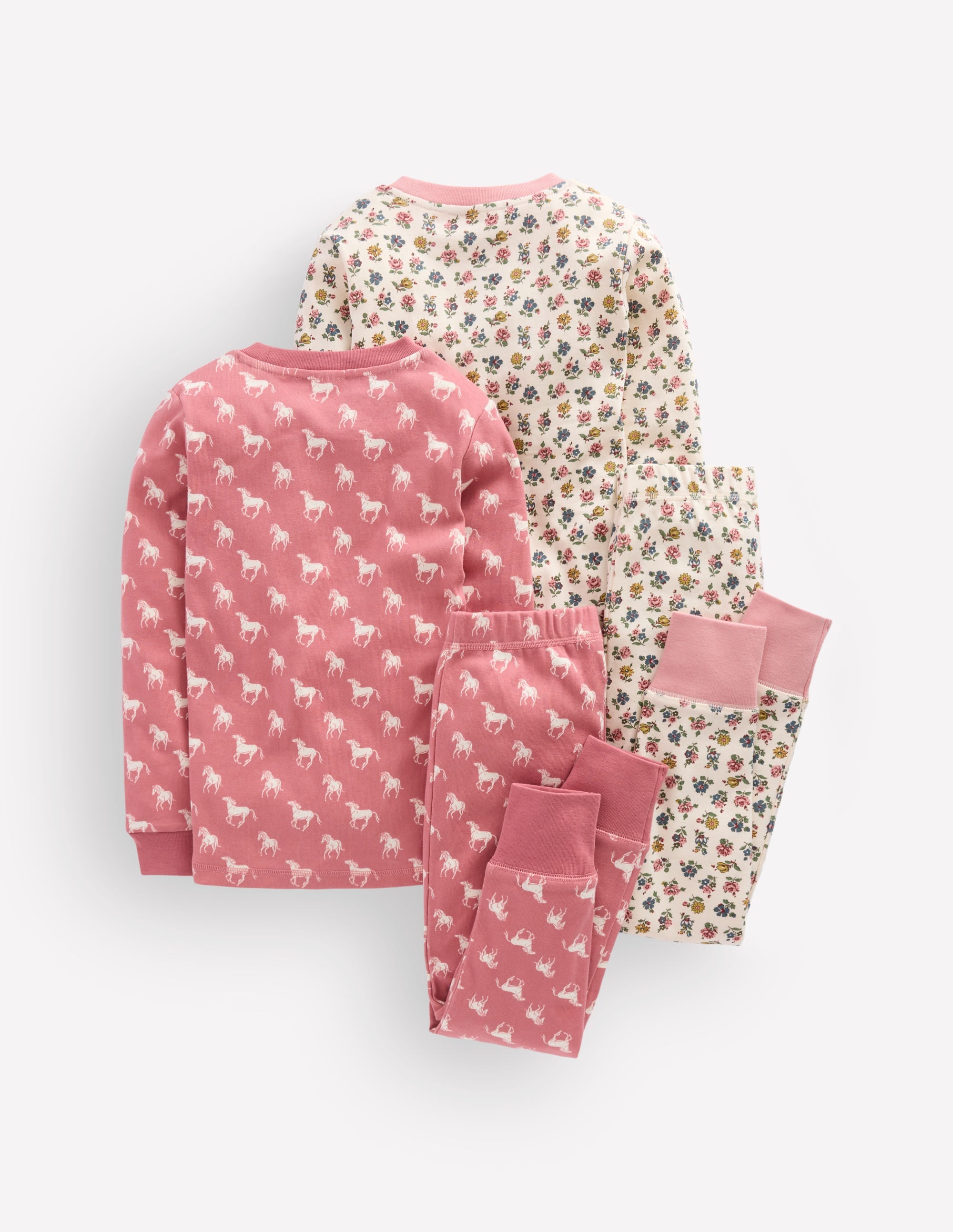 Twin Pack Snug Pyjamas-Vintage Rose Horses - Image 2