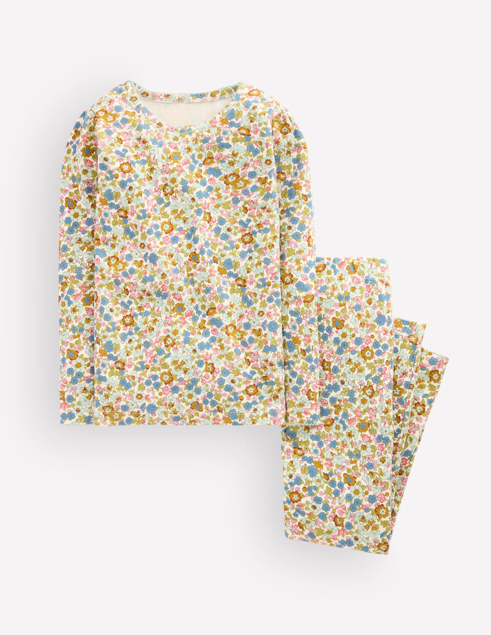 Snug Long John Pyjamas-Vintage Blue Flowerbed - Image 1