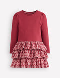 Cora Jersey RaRa Dress-Pomegranate Red Spotty Hearts