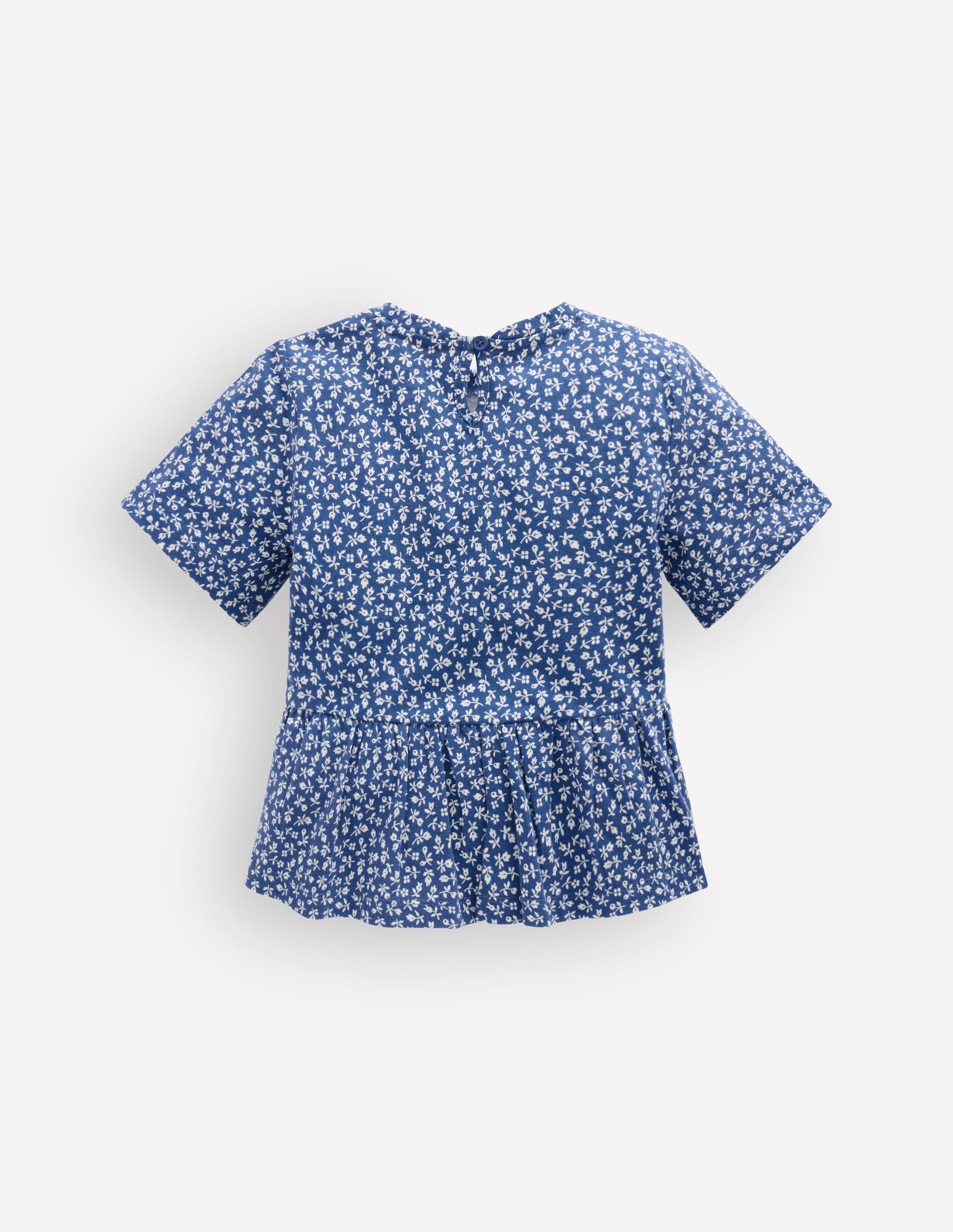 Short Sleeve Peplum Top-Bluejay Ditsy Floral-2