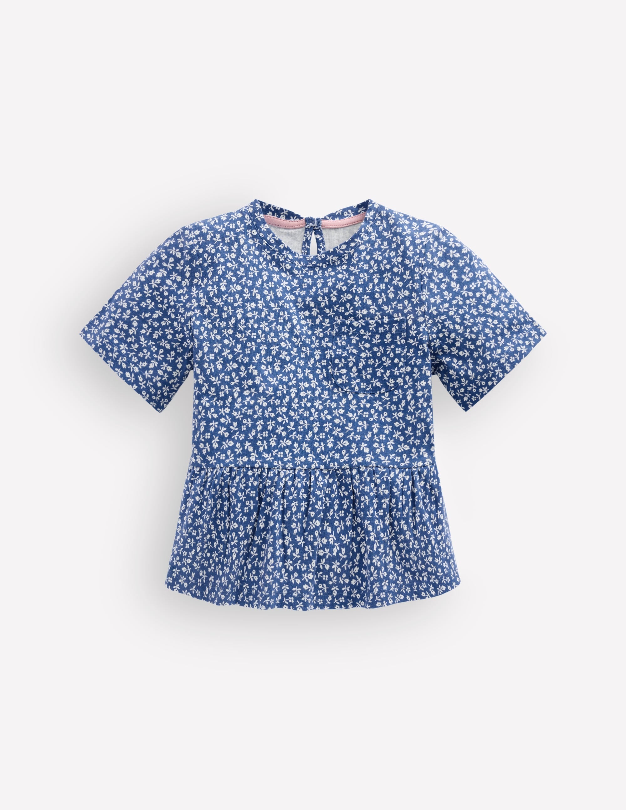 Short Sleeve Peplum Top-Bluejay Ditsy Floral - Image 1
