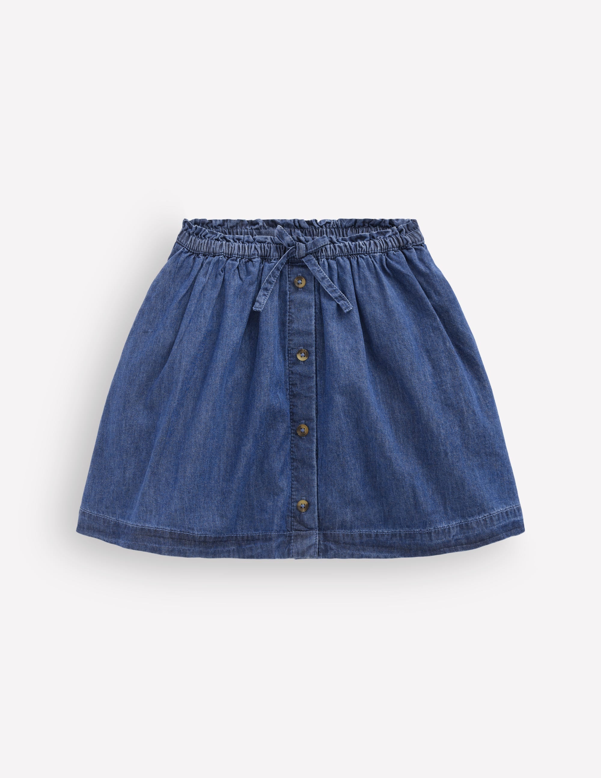 Woven Button-through Skirt-Mid Wash - Image 4