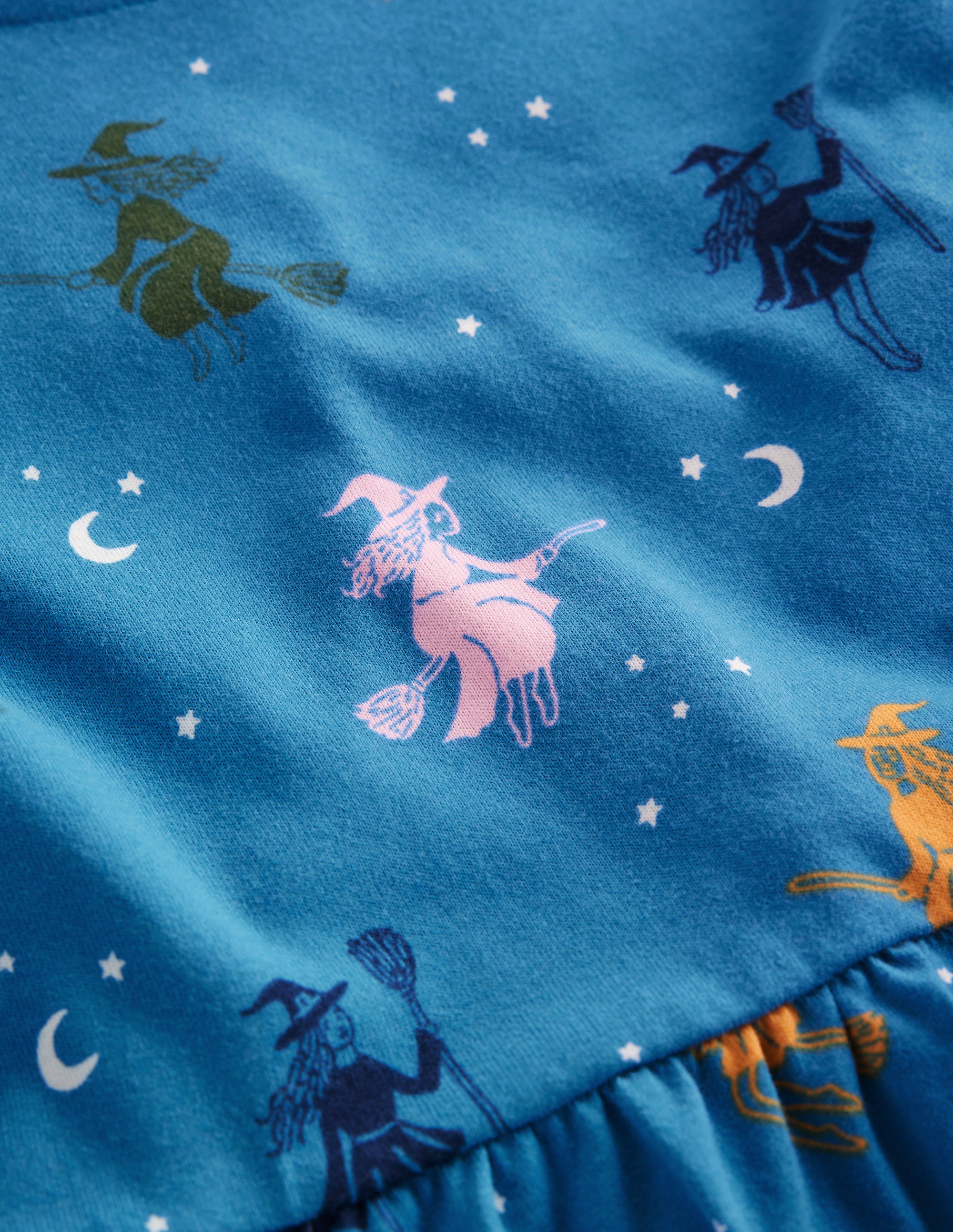 Madeline Blouson Sleeve Dress-Blue Halloween Witches - Image 6